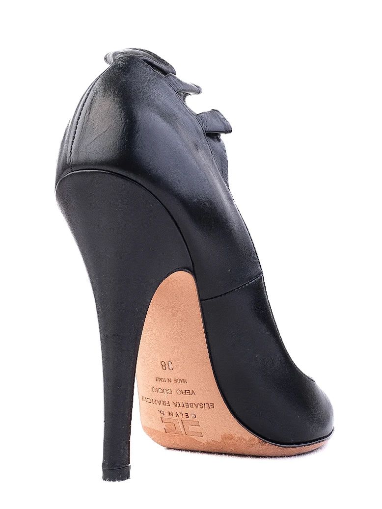 Excellent Elisabetta Franchi Black Leather High Heels Size 38