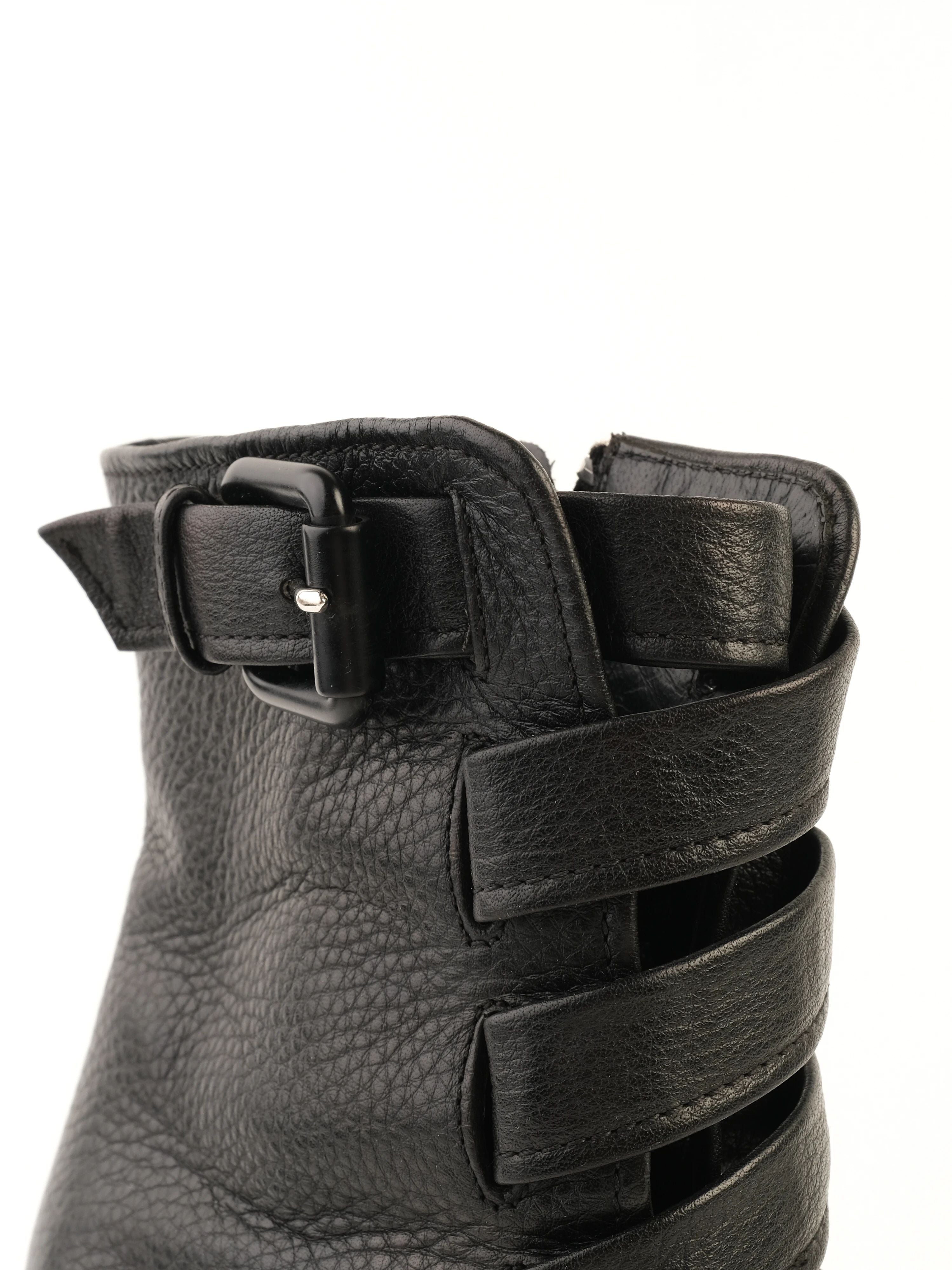 Giuseppe Zanotti Black Ankle Boots Leather Size 37.5 Excellent