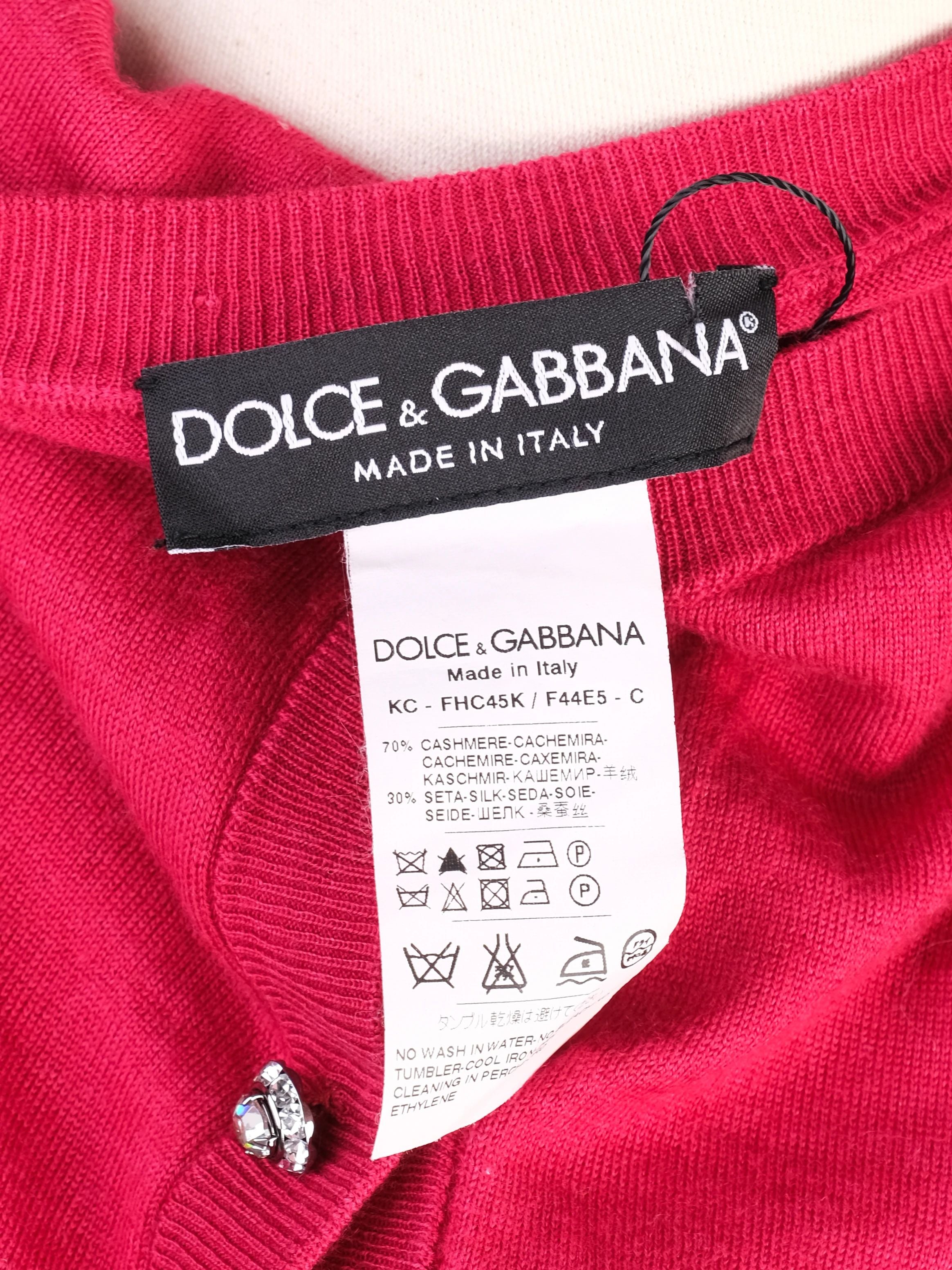 Excellent Dolce Gabbana Red Silk Cropped Cardigan Size XS