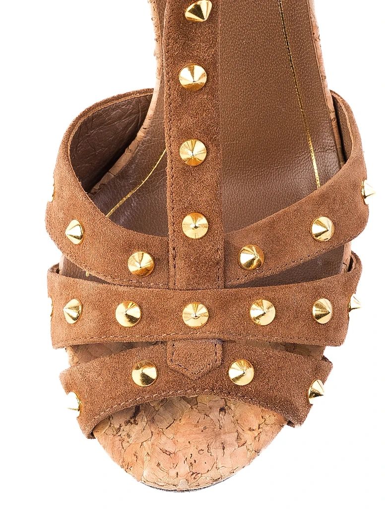 Excellent Gucci Orange High-Heeled Sandals Size 36 with Cork Heel