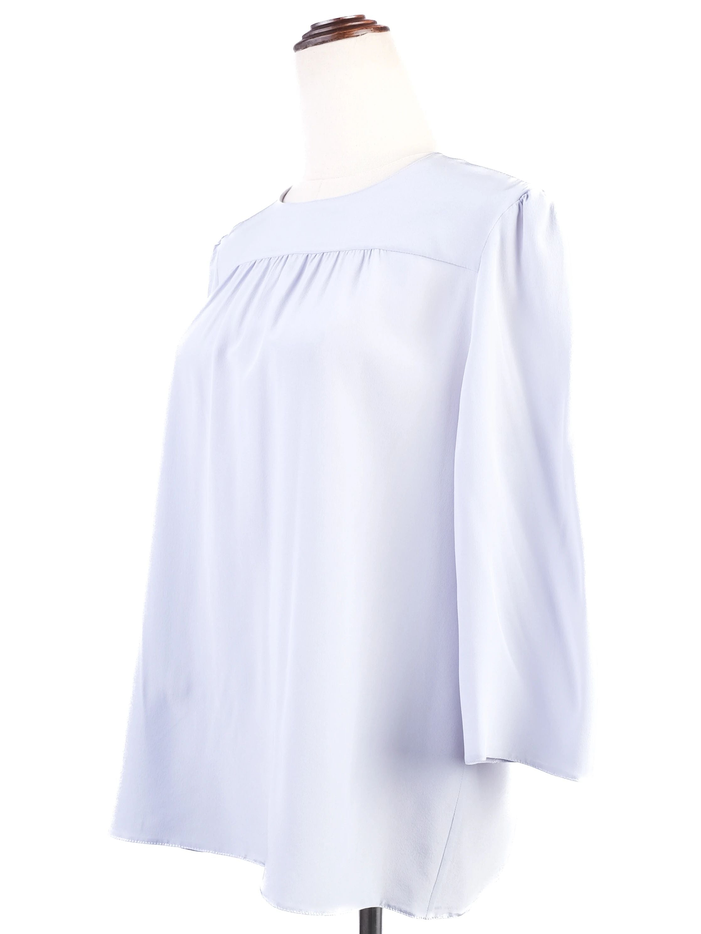 Excellent Prada Gray Silk Blouse Size L with Button-Up Back