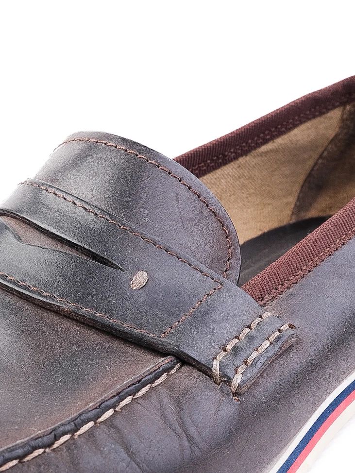 Excellent Moncler Orange Leather Loafers Size 43 with Striped Sole