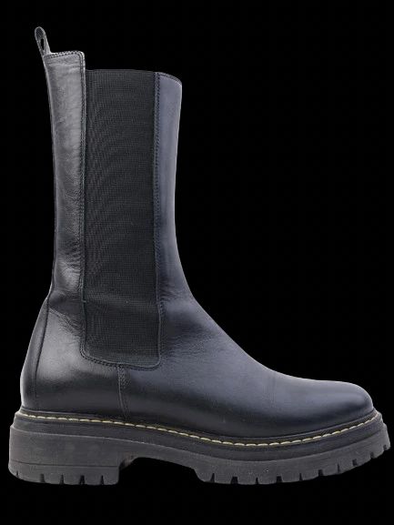 Excellent Pinko Black Leather Ankle Boots with Rugged Sole