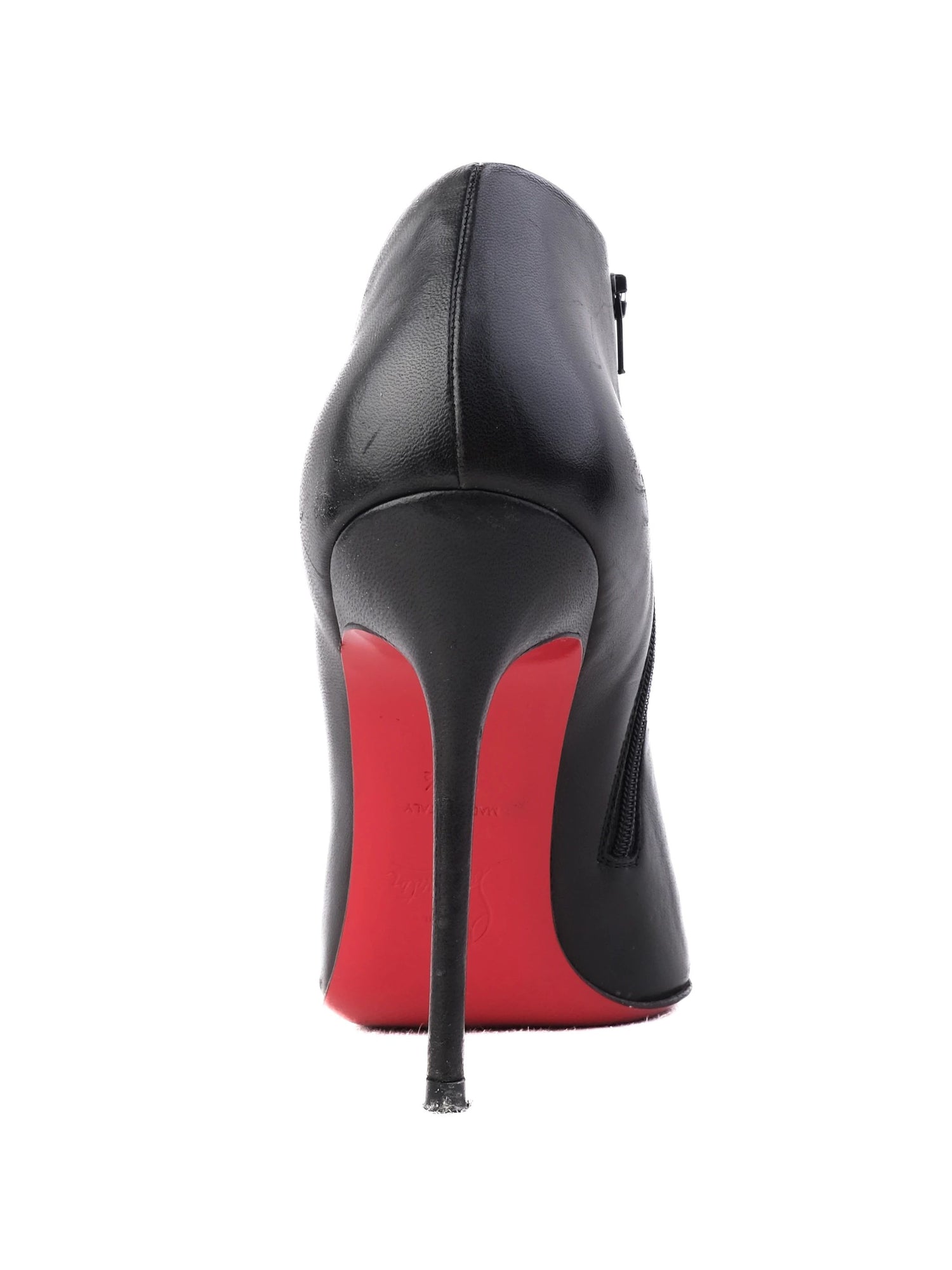 Christian Louboutin Black Leather Ankle Boots Size 35.5 with Red Soles