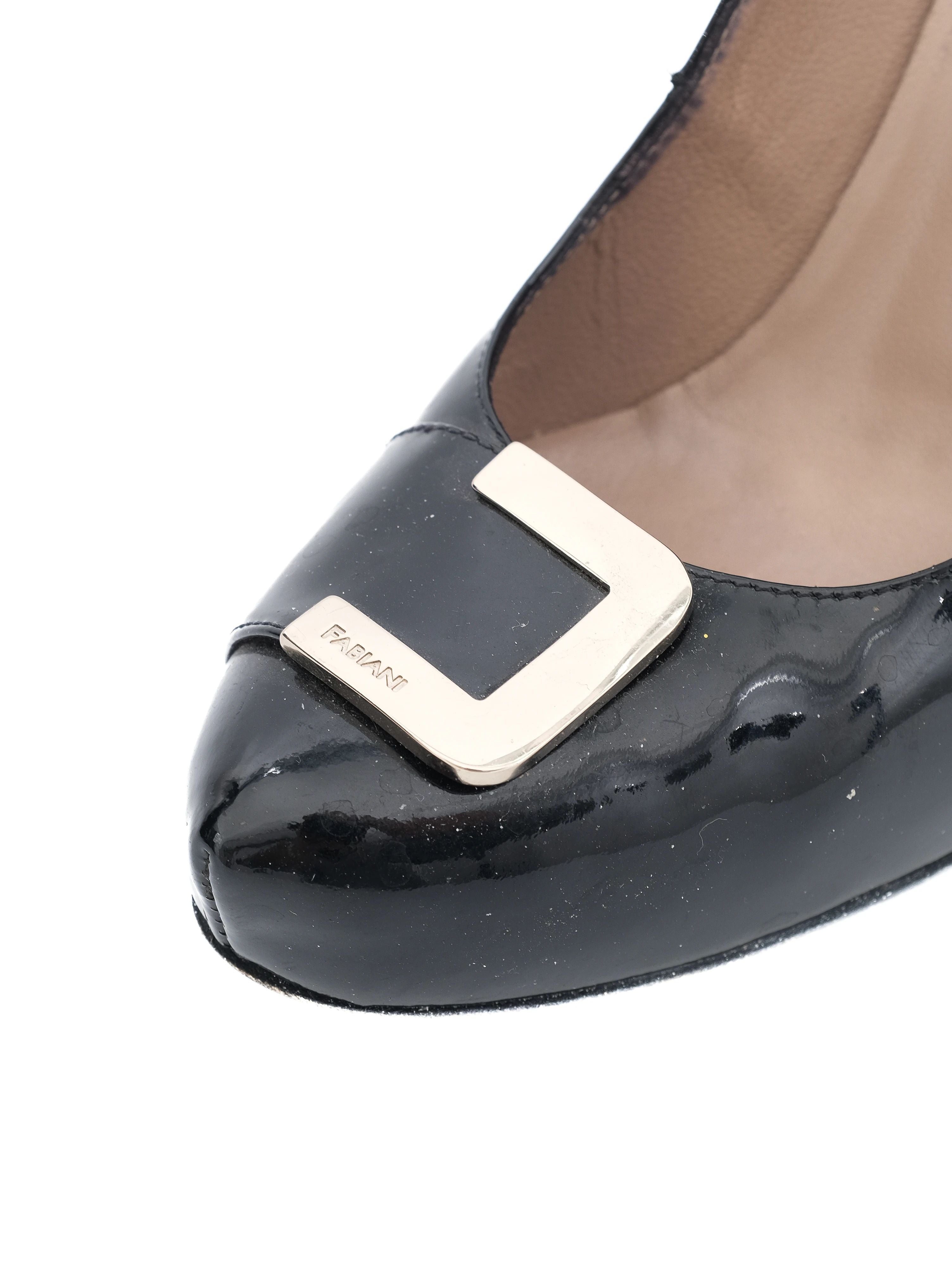 Excellent Giovanni Fabiani Black Leather High-Heeled Shoes Size 36