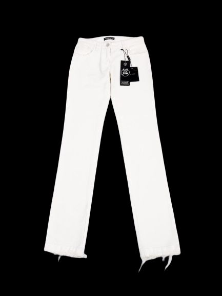 Excellent Dolce Gabbana White Frayed Hem Jeans Size XS
