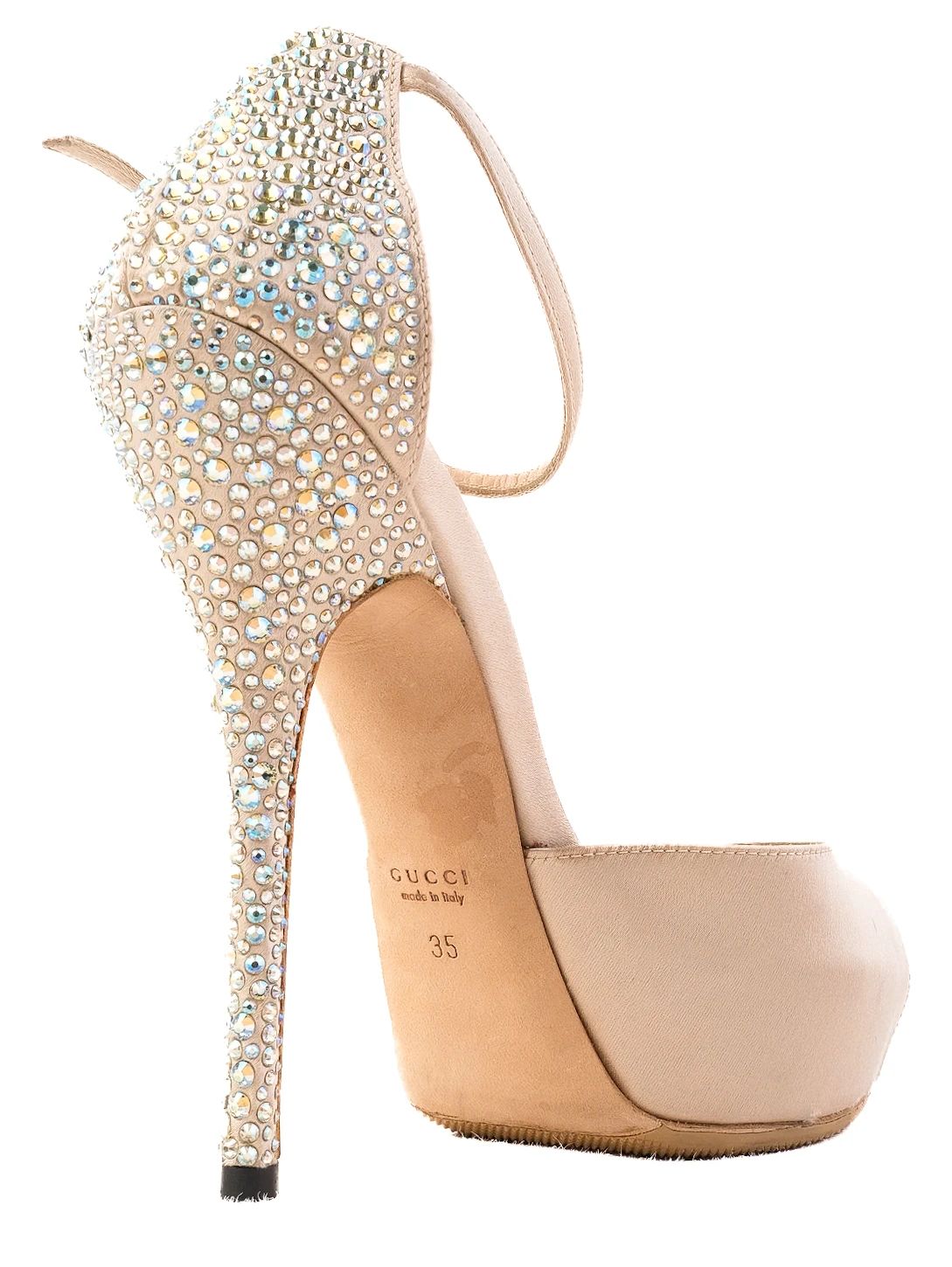Excellent Gucci High-Heeled Shoes White Fabric Open Toe Size N/A