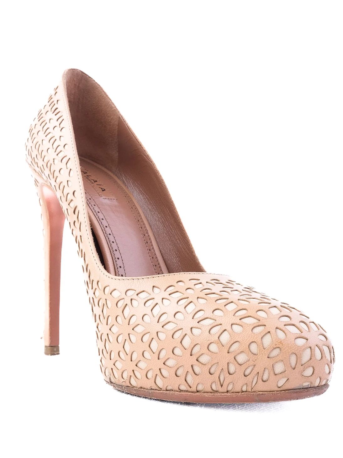 Excellent Alaia White Leather High-Heeled Shoes Size 39
