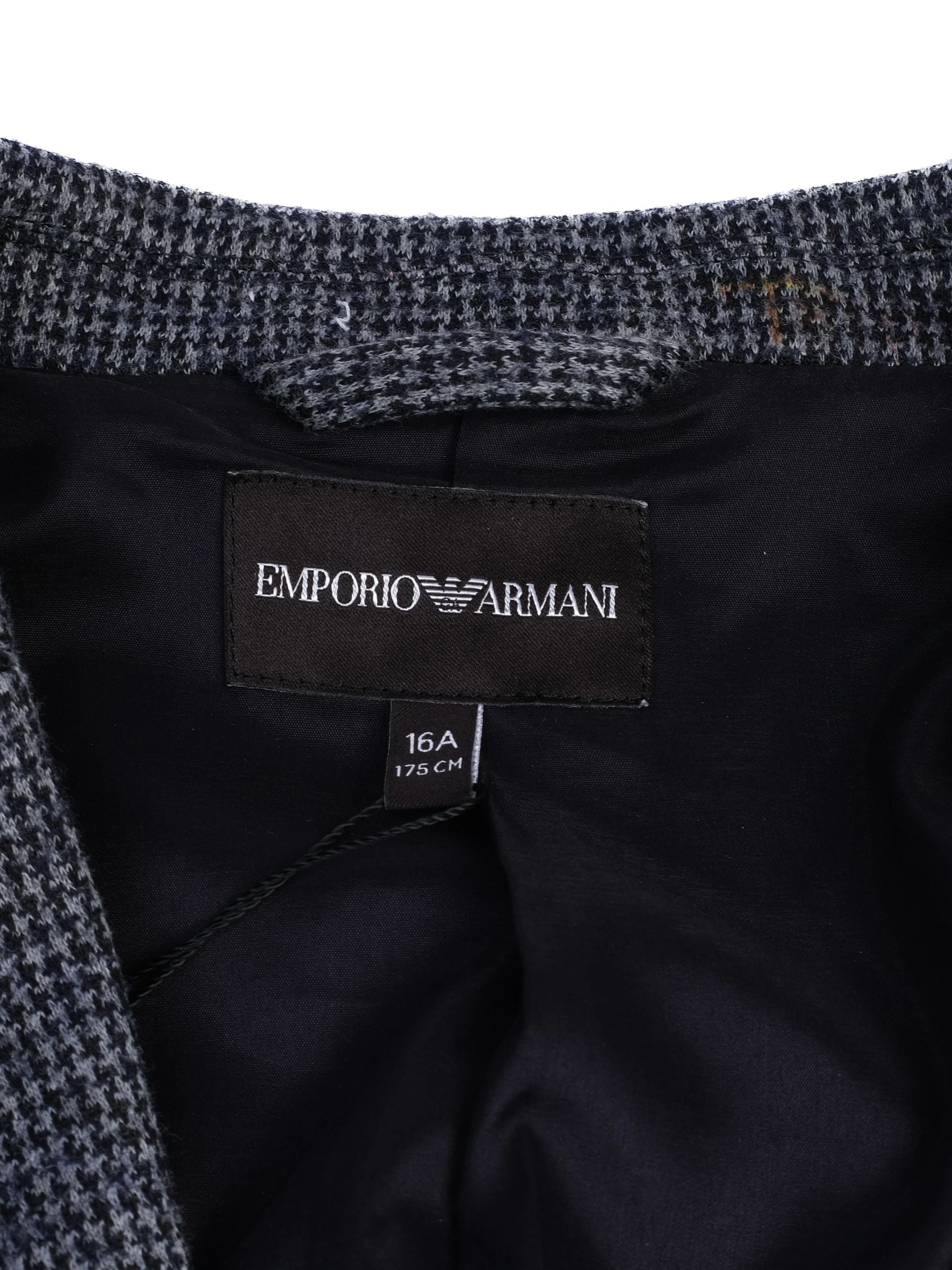 Excellent Emporio Armani Gray Houndstooth Blazer for Kids Size 16