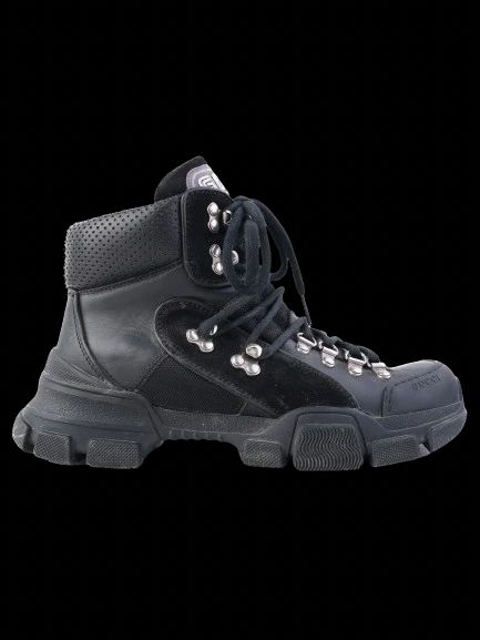 Excellent Gucci Black Leather High-Top Hiking Boots for Women