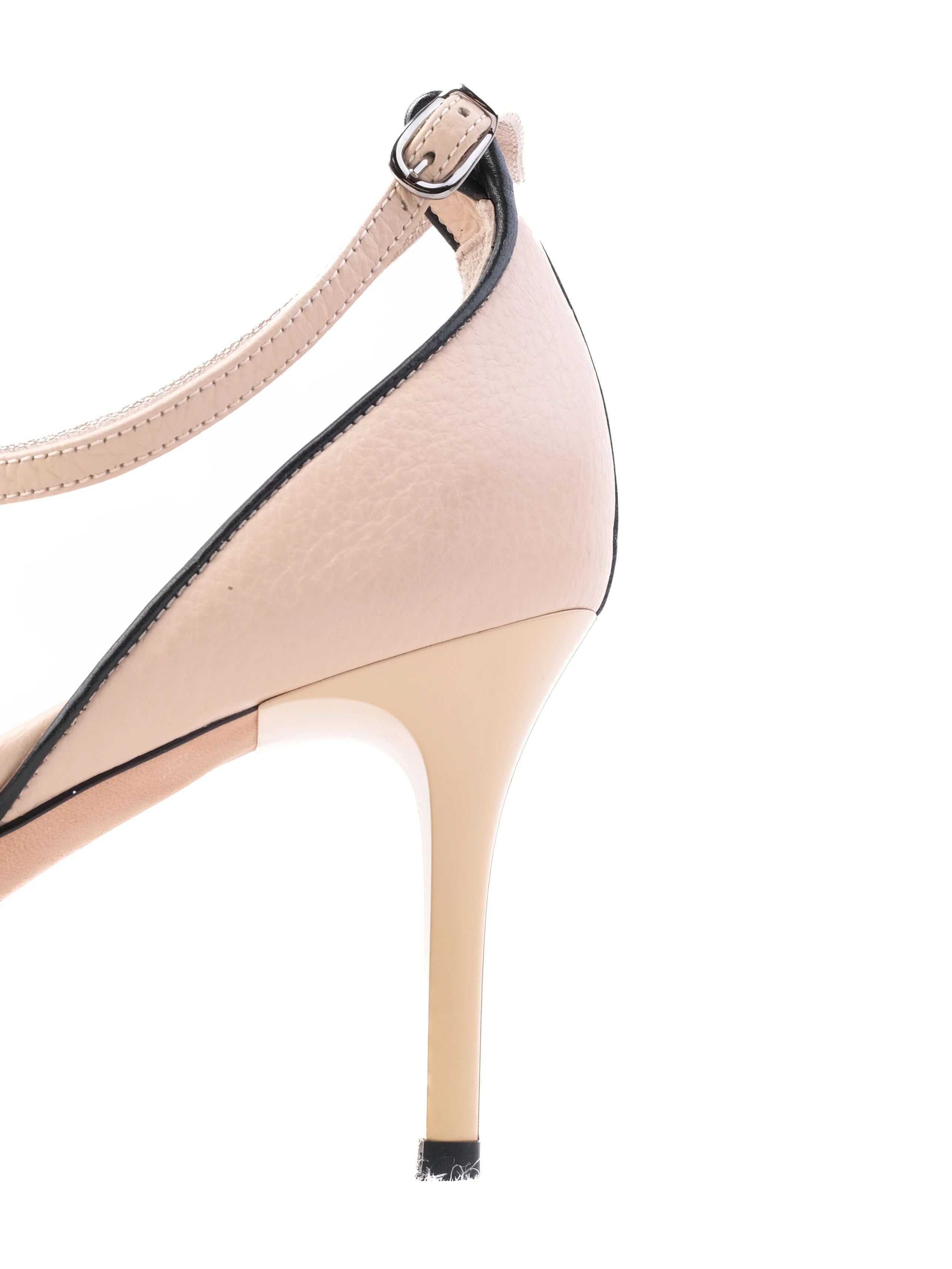 Escada White Leather High-Heeled Shoes with Ankle Strap