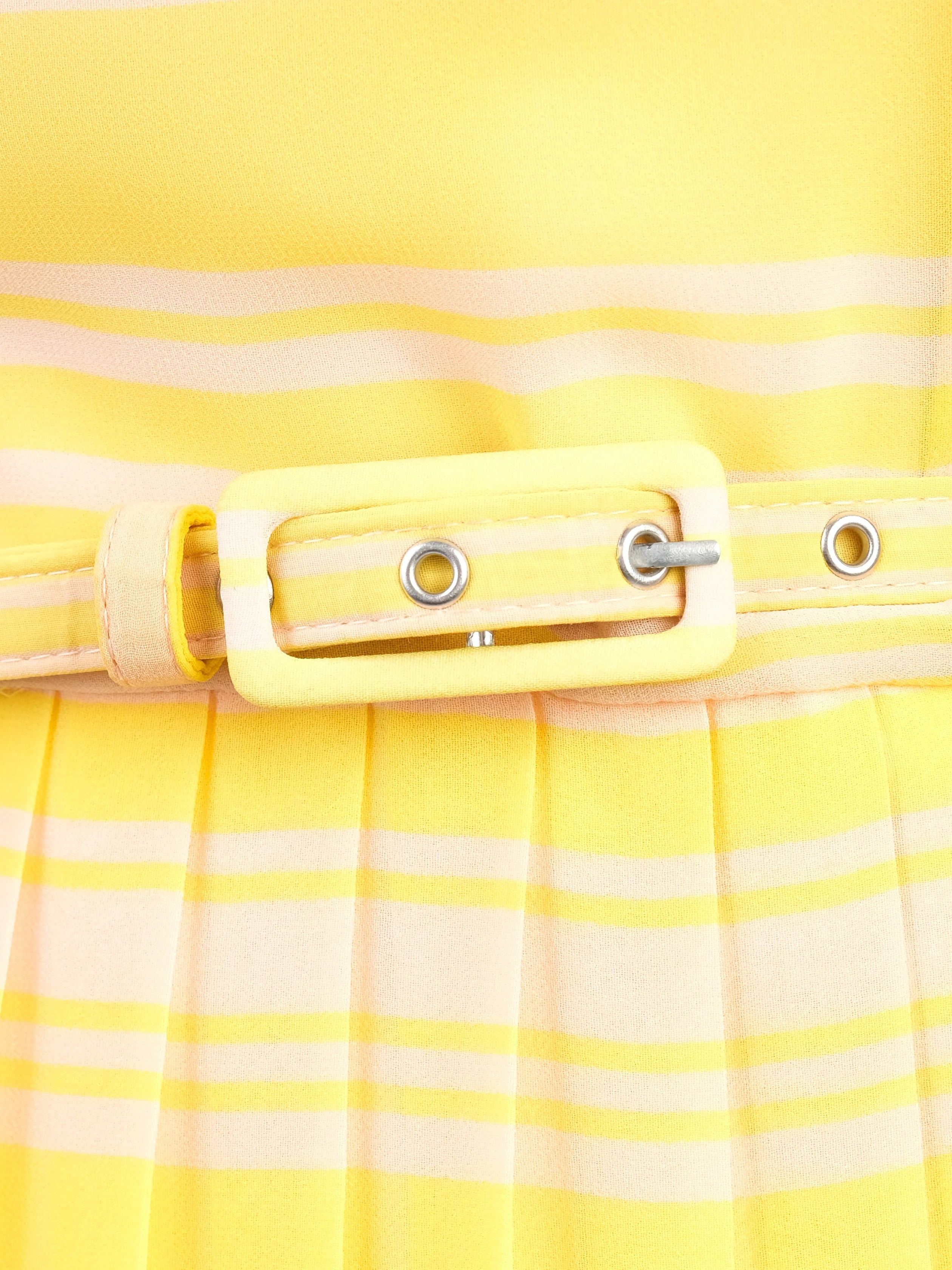 Excellent French Connection Yellow Sleeveless Dress XS with Stripes