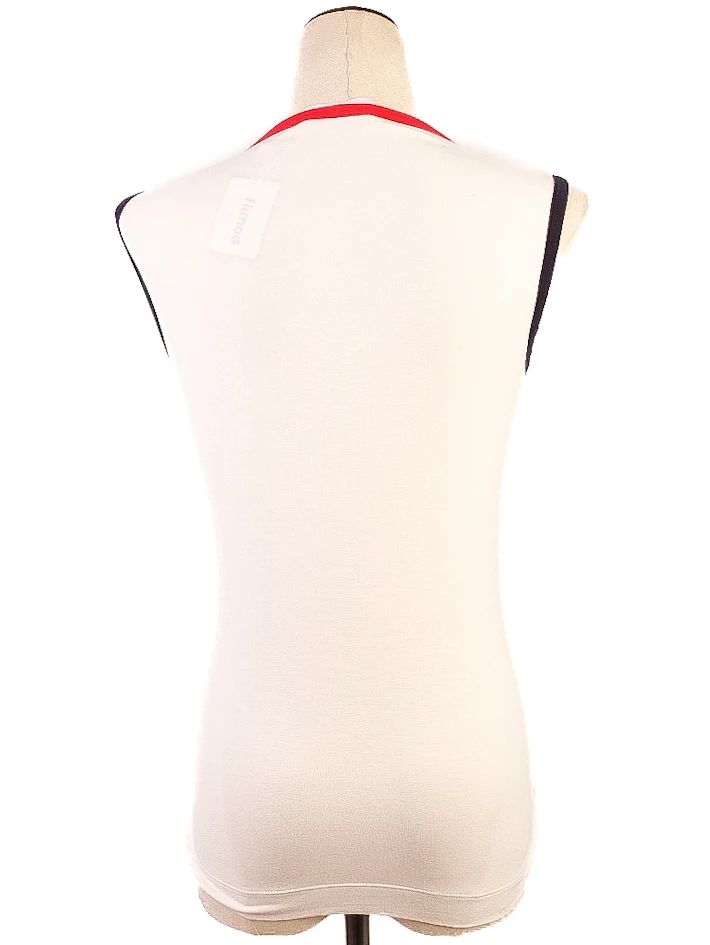 Excellent Clips White Cotton Sleeveless Top with Wrap Design