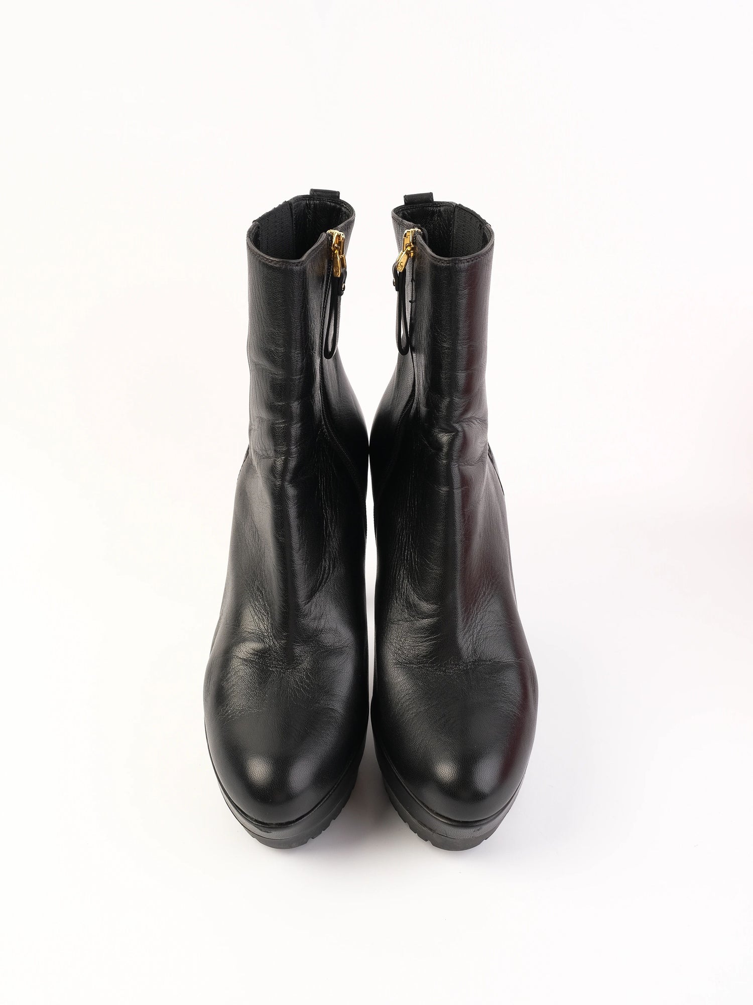 Excellent Sergio Rossi Black Leather High-Heeled Ankle Boots Size 38.5