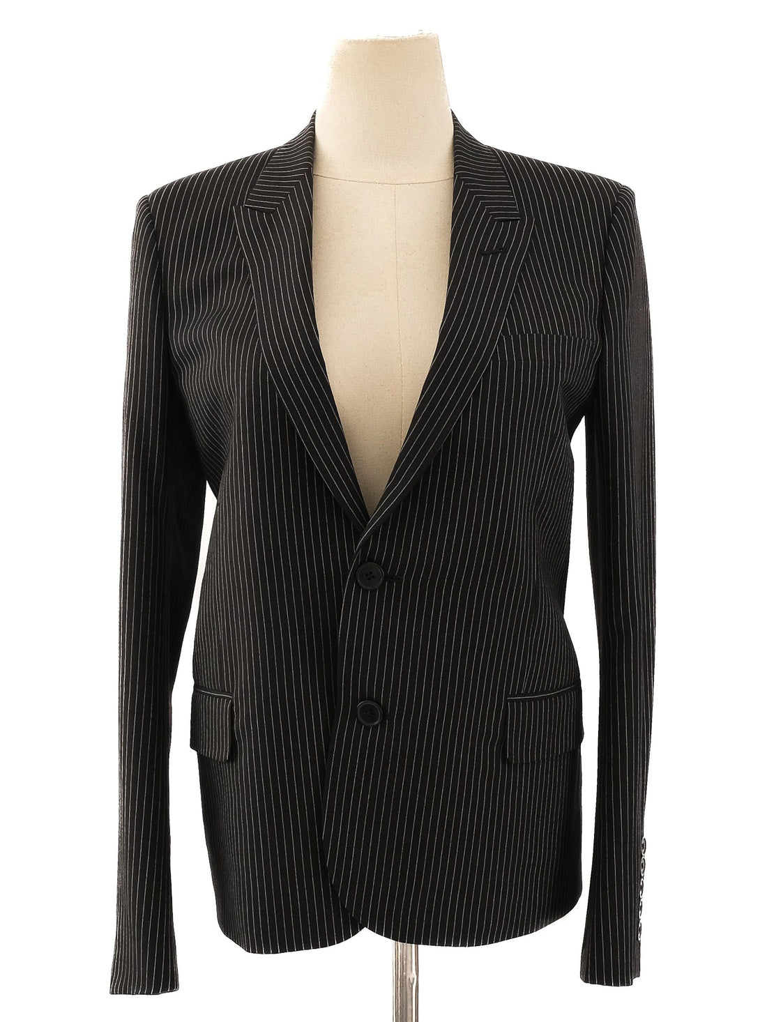 Excellent Saint Laurent Black Pinstripe Blazer Size M Women