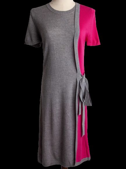 Good Blumarine Pink Cashmere Dress with Gray Sash Size N/A