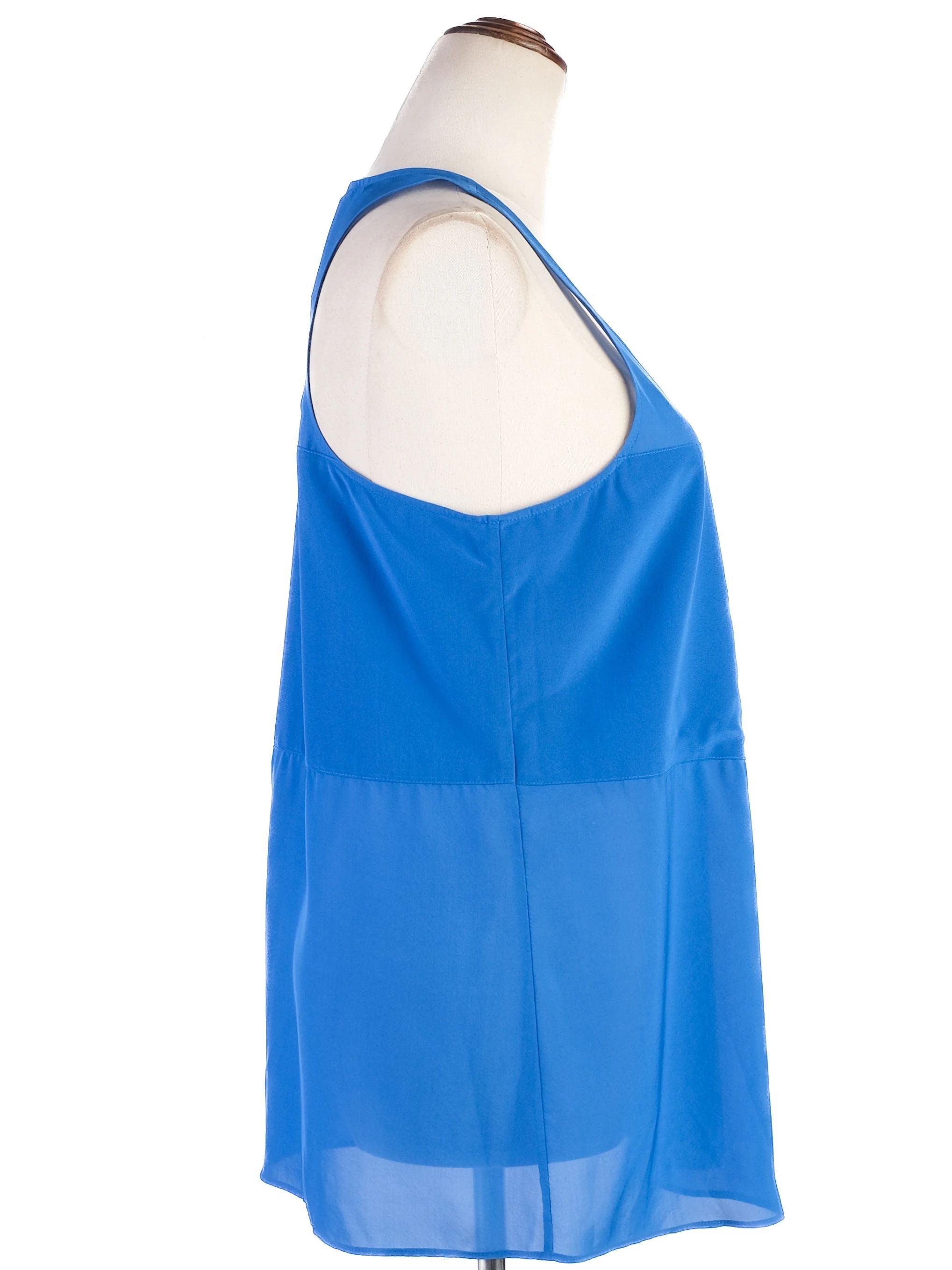 Excellent Alexander Wang Blue Silk Sleeveless Tank Top Size S