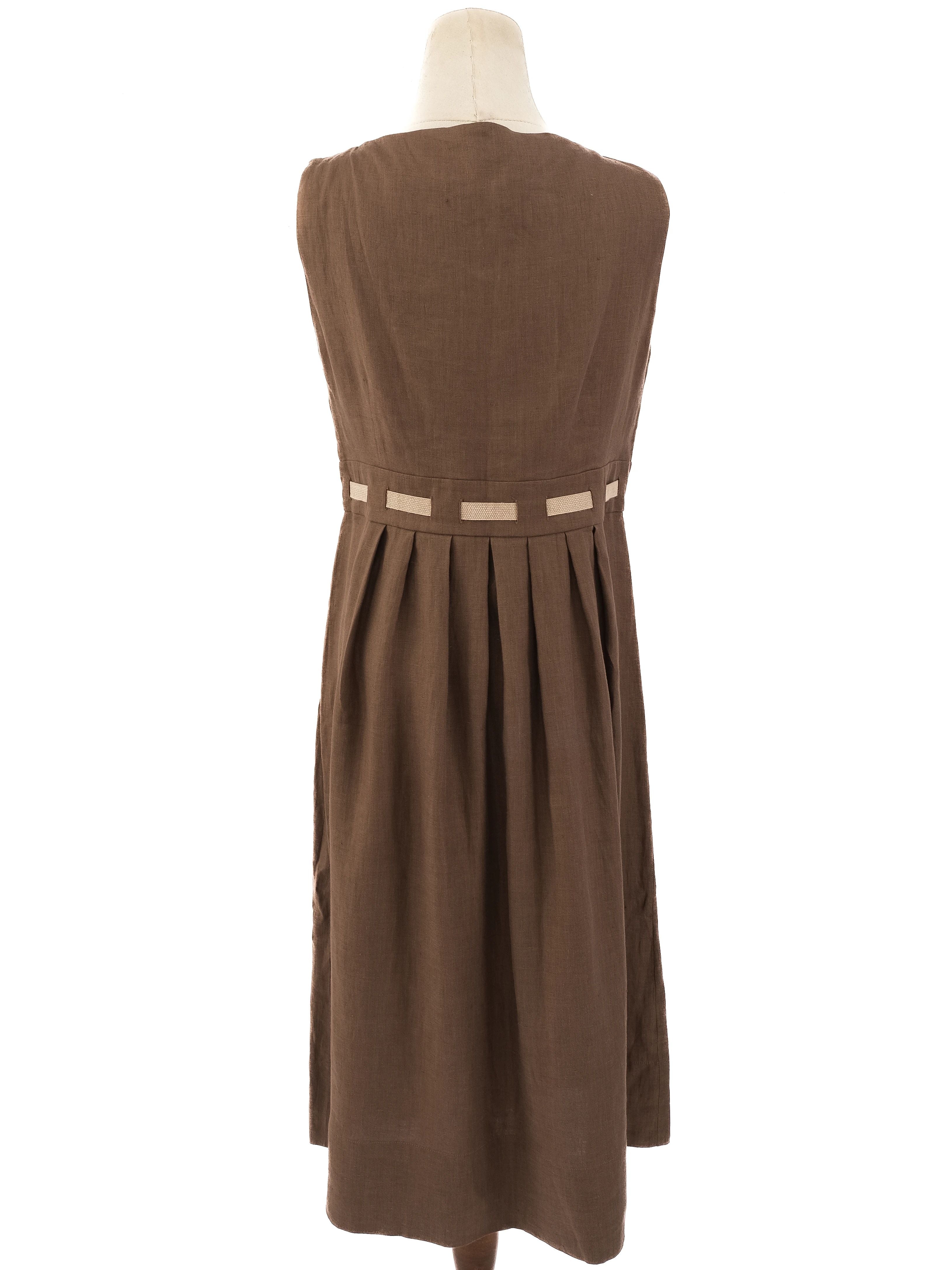 NEW Max Mara Orange Sleeveless Dress Size L with Tied Belt Detail