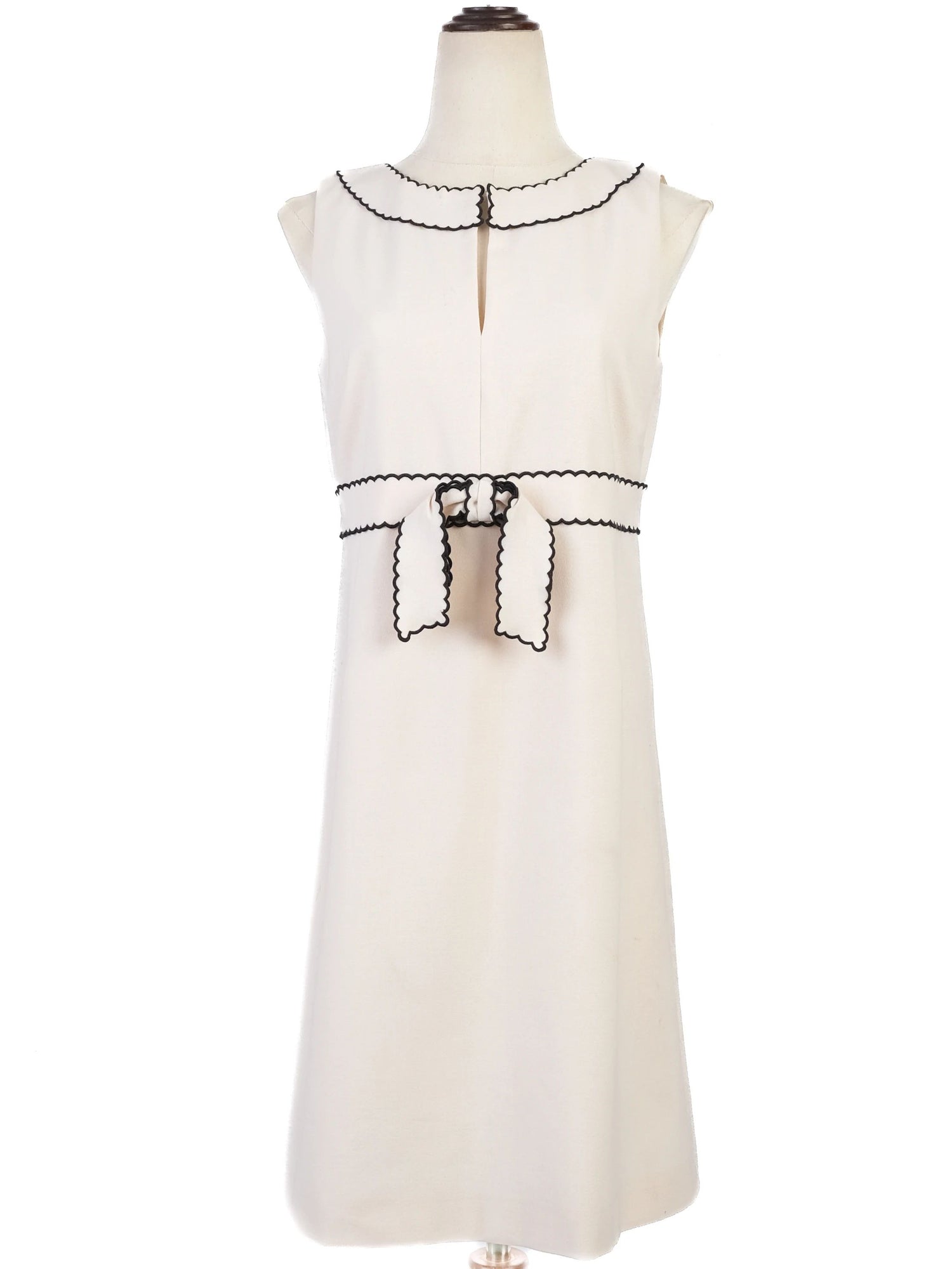 Excellent Red Valentino White Wool Dress with Black Trim Size N/A