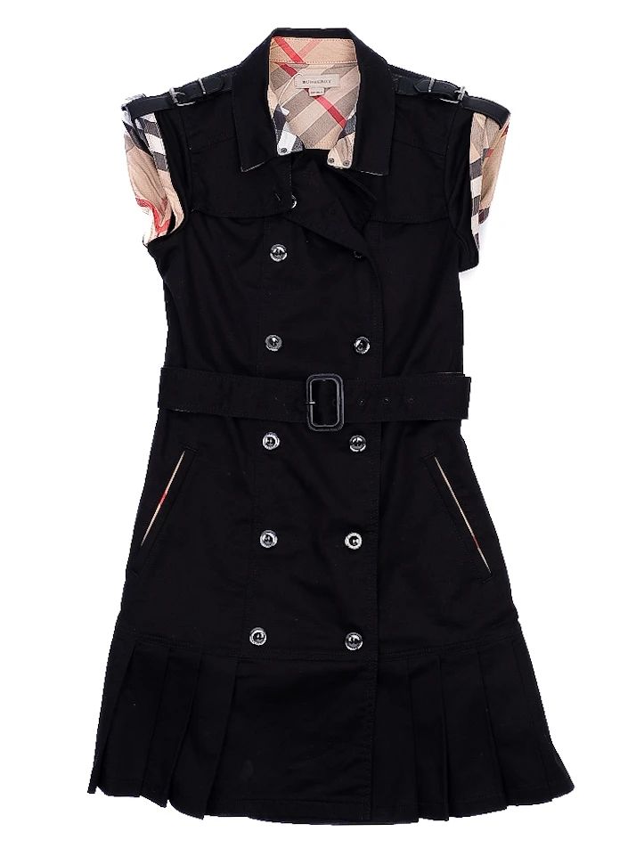 Excellent Burberry Black Cotton Sleeveless Trench Dress Size 10 for Kids