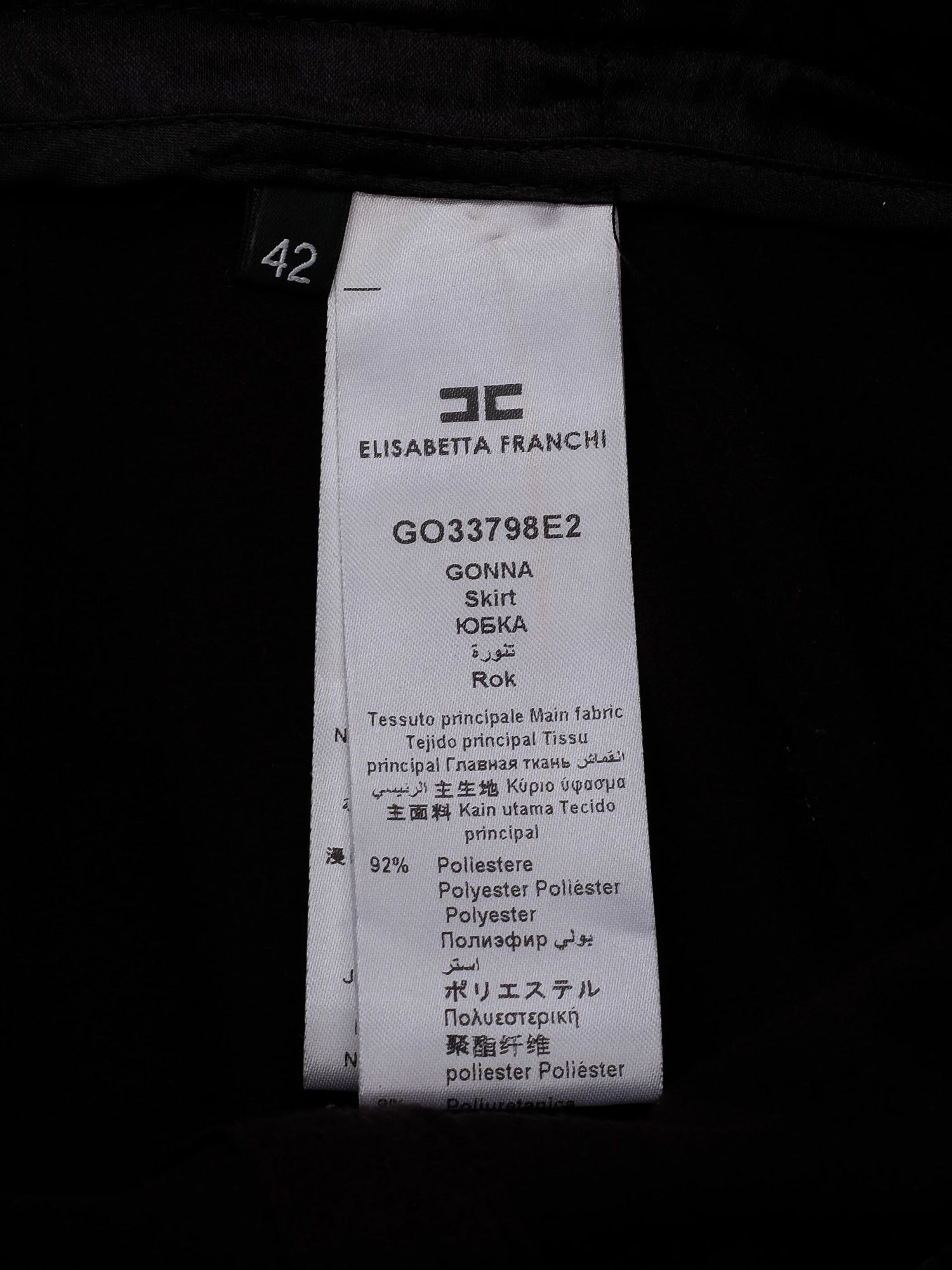 Excellent Elisabetta Franchi Black Skirt Size M Faux Leather Made in Italy