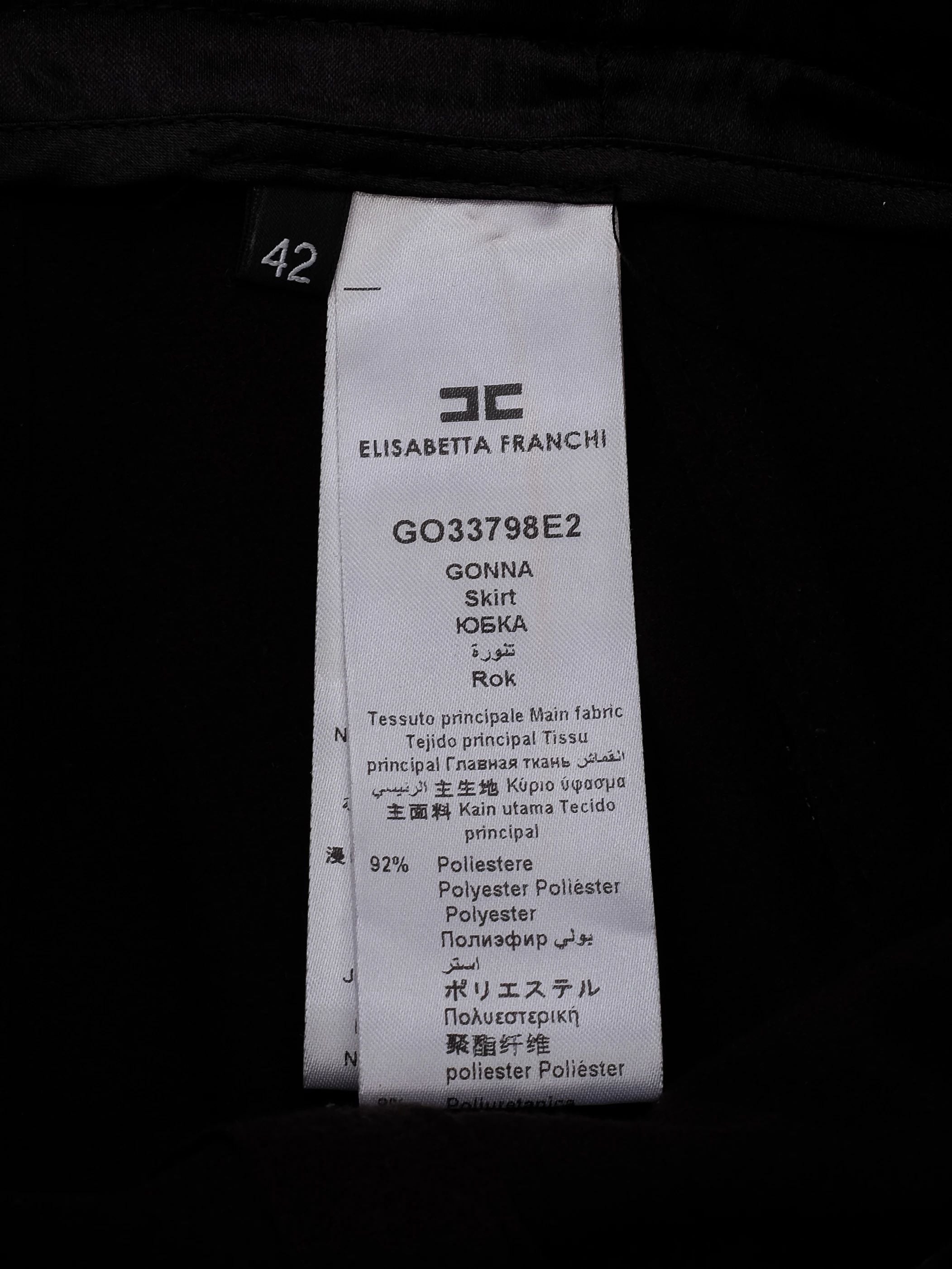 Excellent Elisabetta Franchi Black Skirt Size M Faux Leather Made in Italy