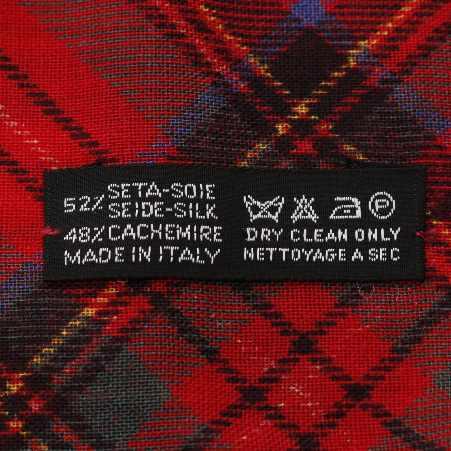 Chanel Red Multicolor Coco Mark Scarf Silk Cashmere