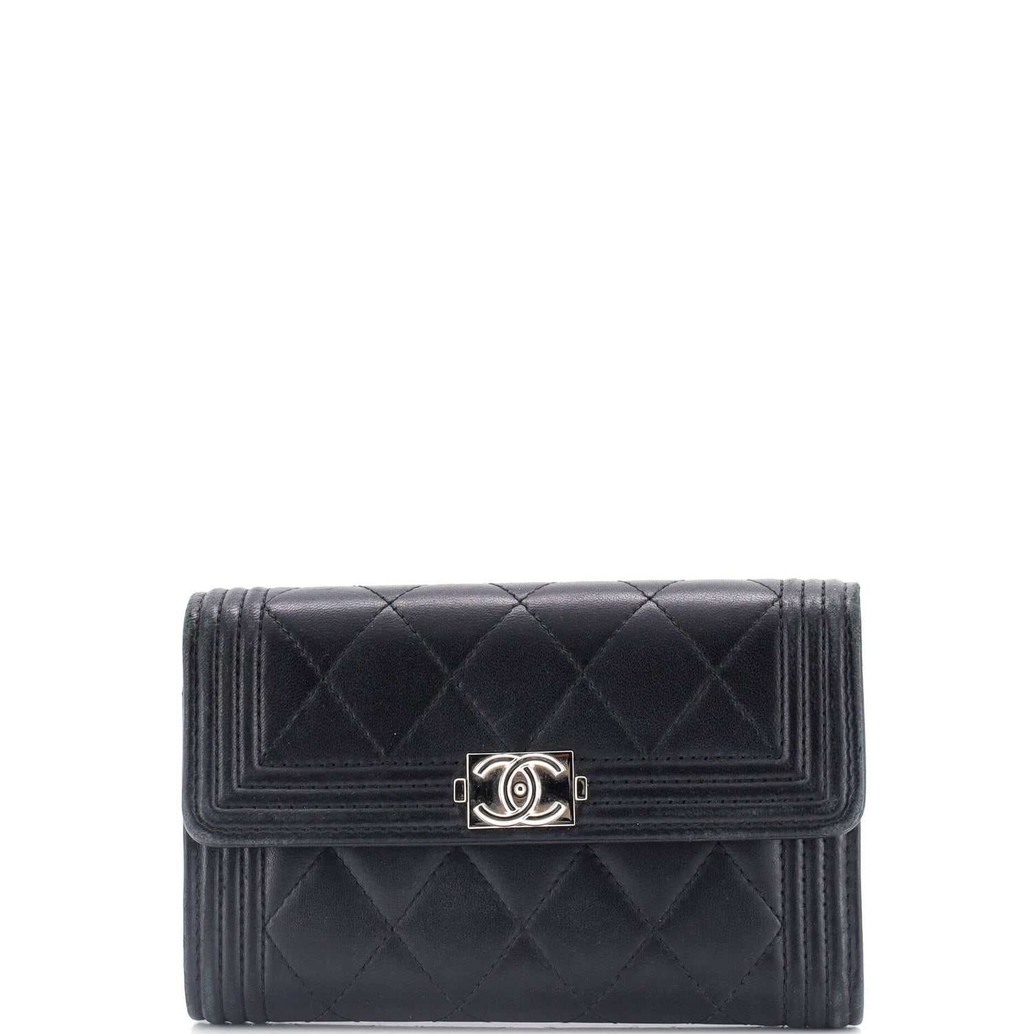 Chanel Boy Trifold Flap Wallet Quilted Lambskin Medium