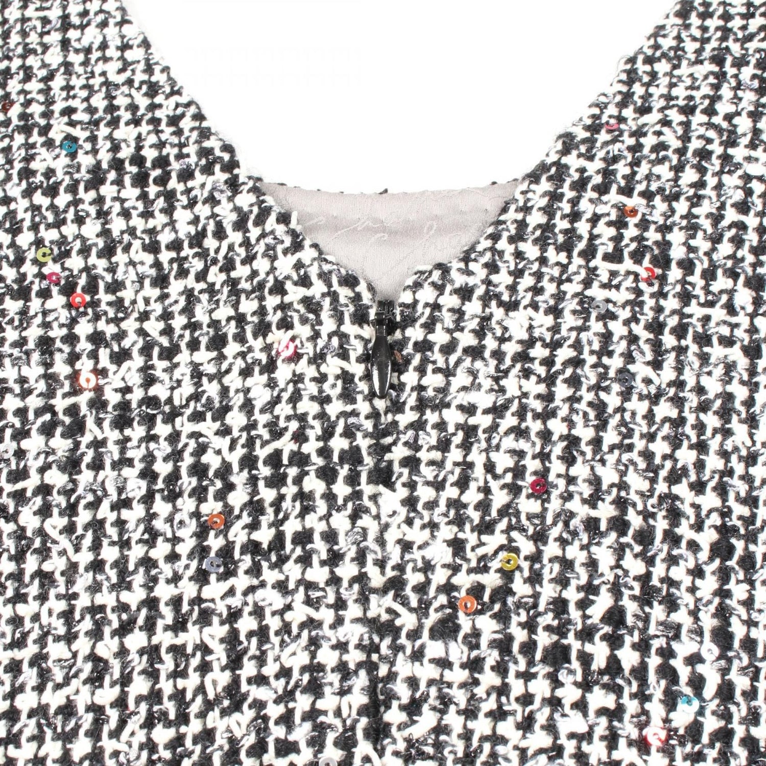 Chanel Black White Multicolor Tweed Dress Cotton Wool P 50613v 37597
