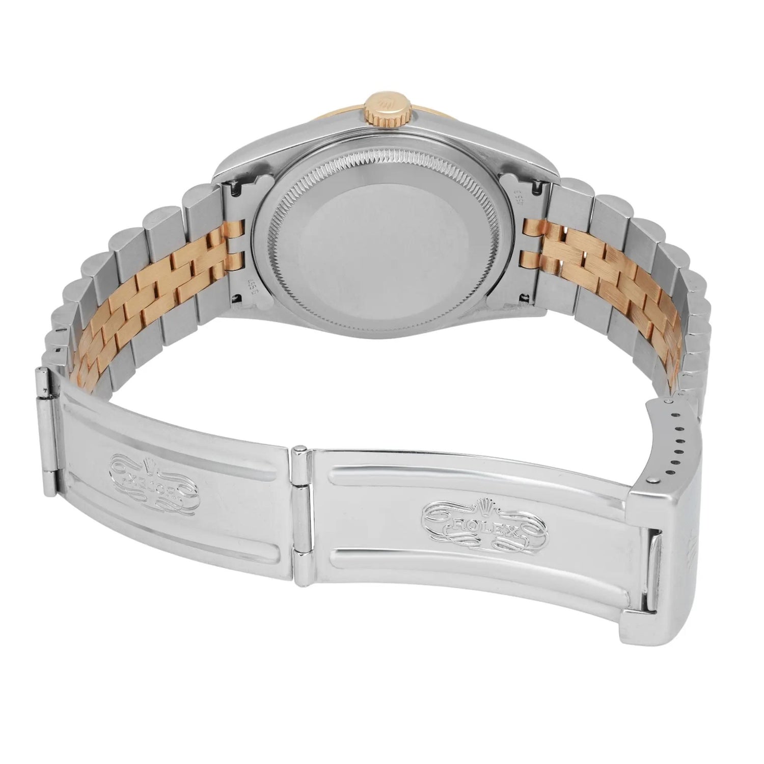 Rolex Datejust 36mm No Hole 18K Gold Steel Champagne Diamond Dial Watch 16233