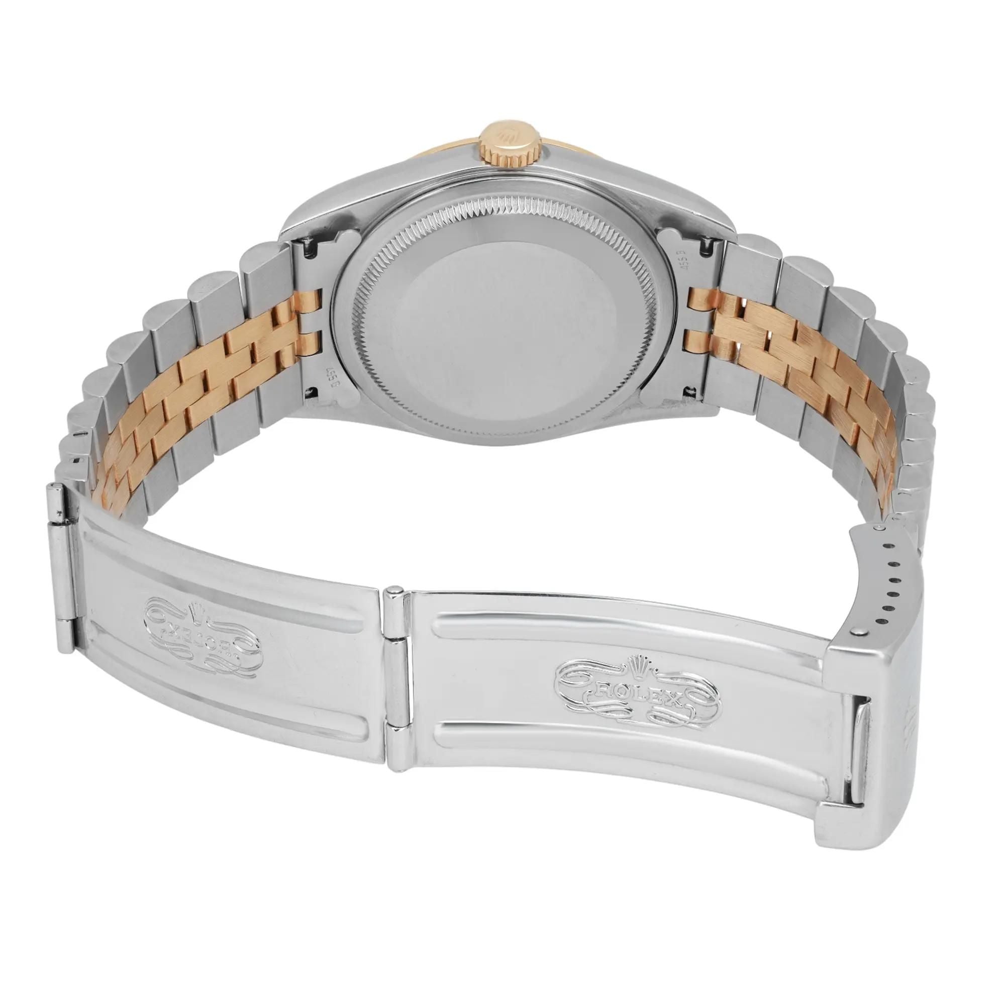Rolex Datejust 36mm No Hole 18K Gold Steel Champagne Diamond Dial Watch 16233