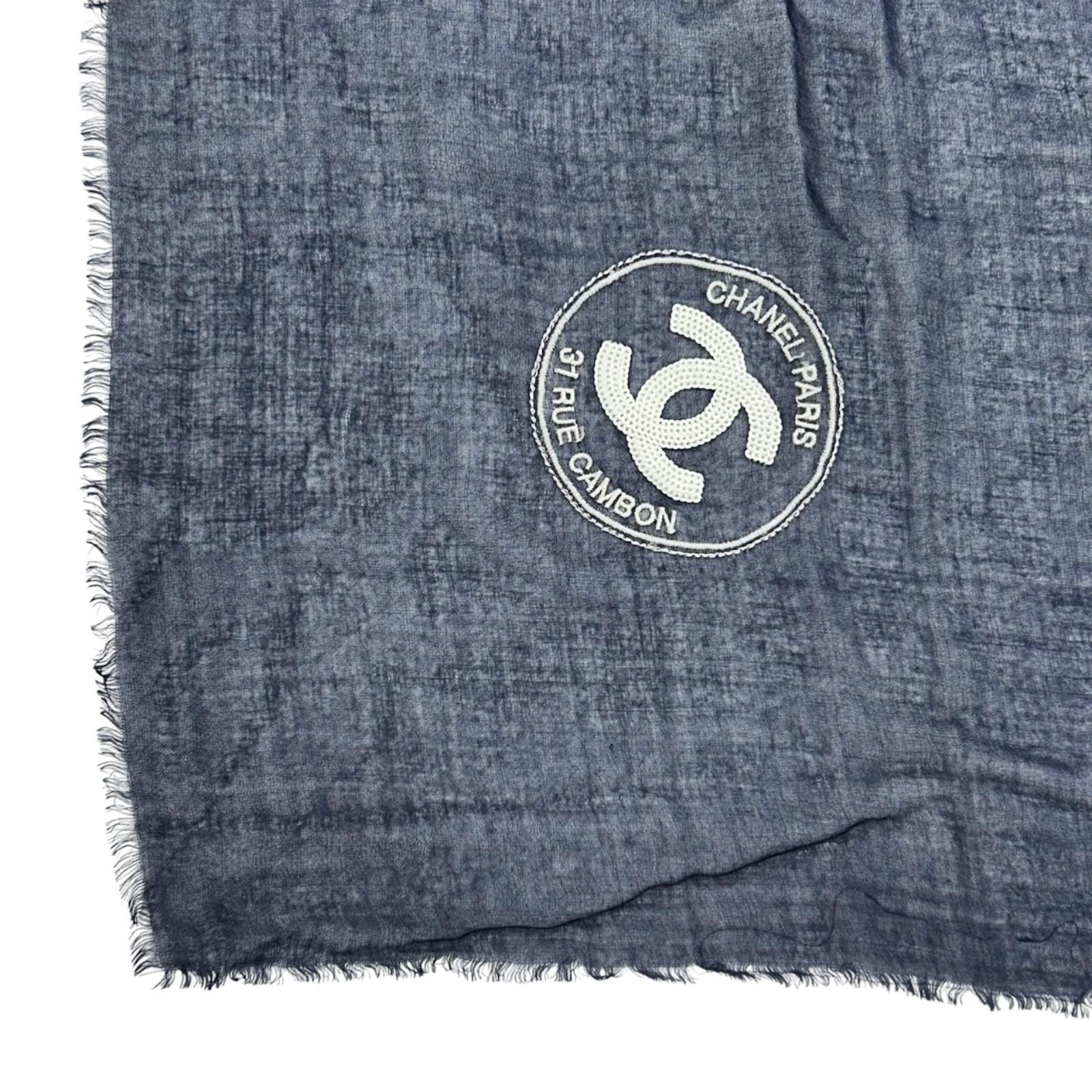 Chanel Wool Cashmere Scarf Blue