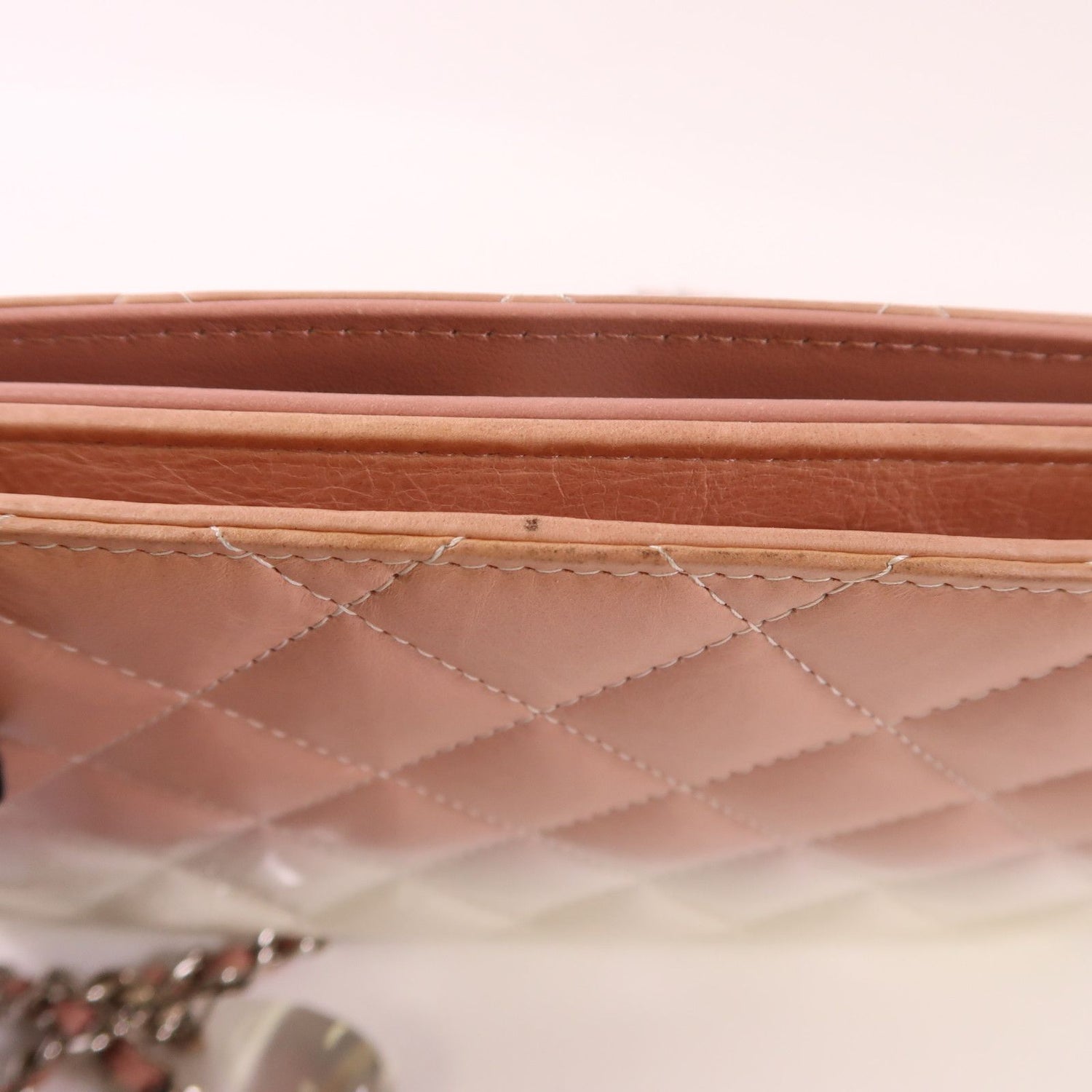 Chanel White Pink/white Lacquer Leather/cowhide Leather Woc Wallet On Chain Silver Cross Shoulder Bag