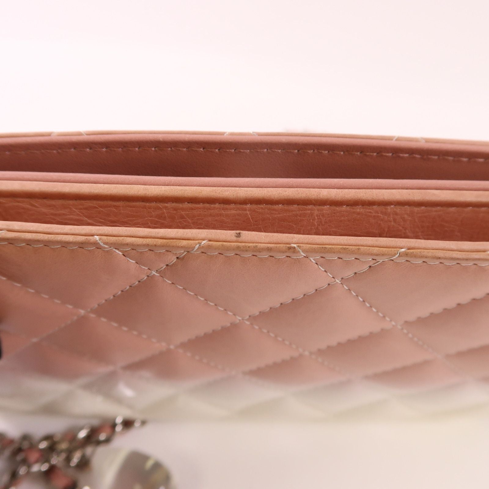 Chanel White Pink/white Lacquer Leather/cowhide Leather Woc Wallet On Chain Silver Cross Shoulder Bag