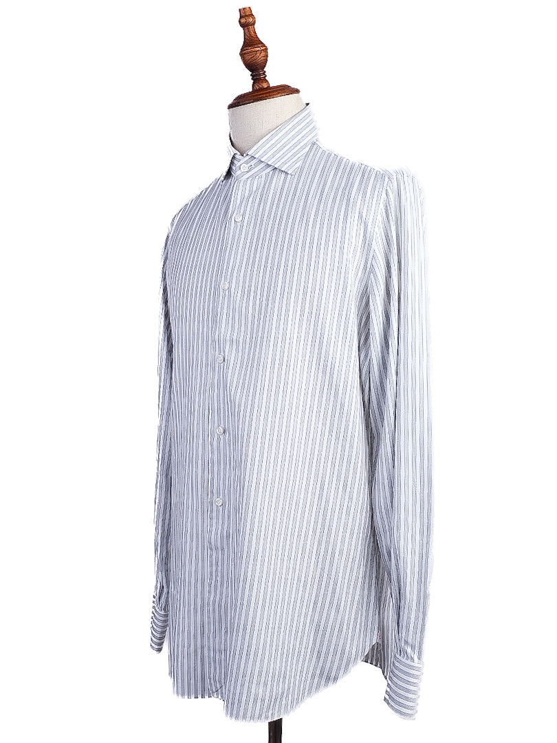 Excellent Isaia Striped Long-Sleeve Shirt Size L Cotton Blend