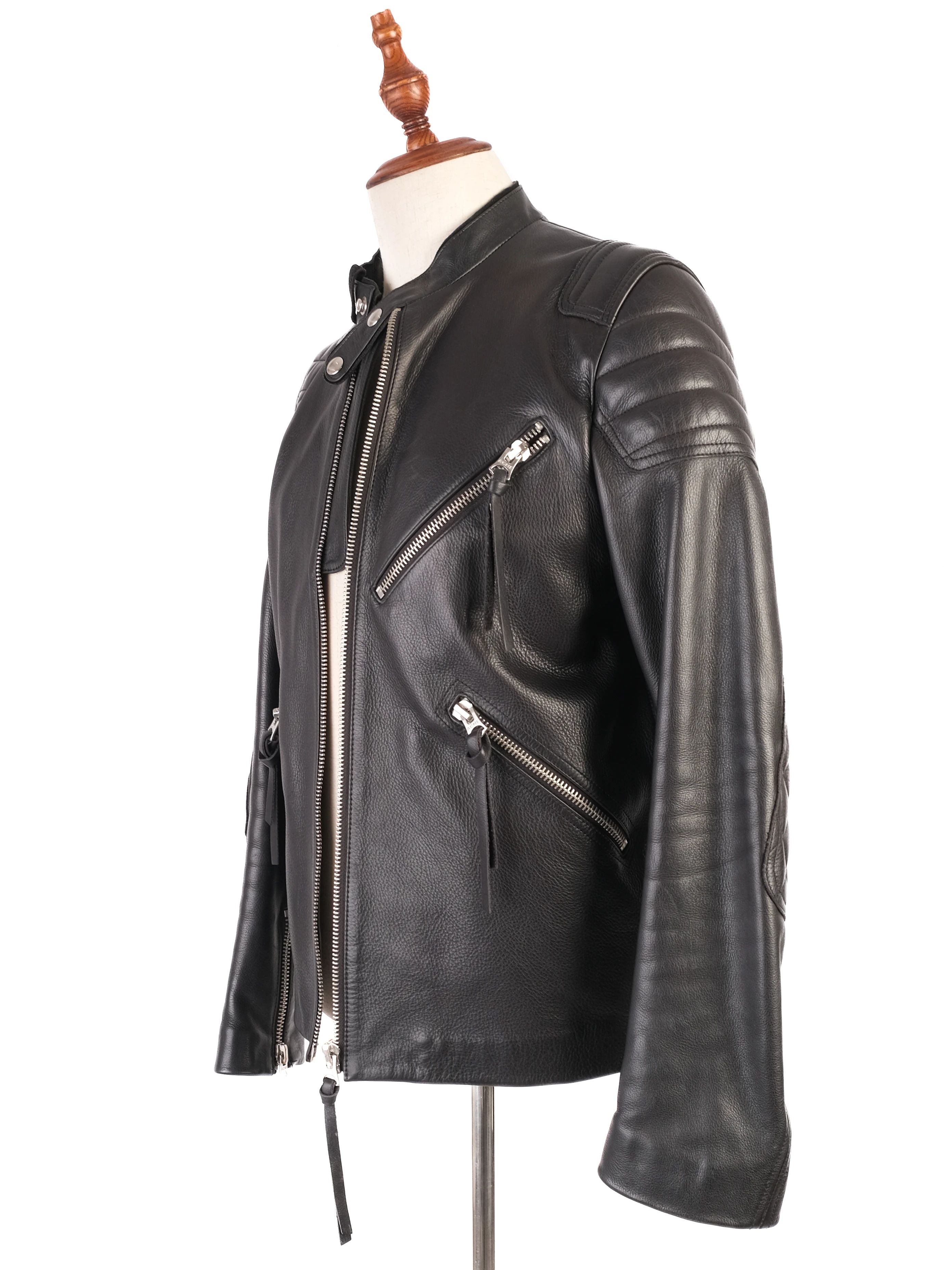 Excellent Acne Studios Black Leather Motorcycle Jacket Men