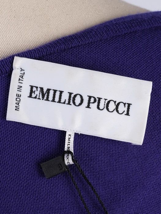 Excellent Emilio Pucci Purple Wool Dress Size L Long Sleeve