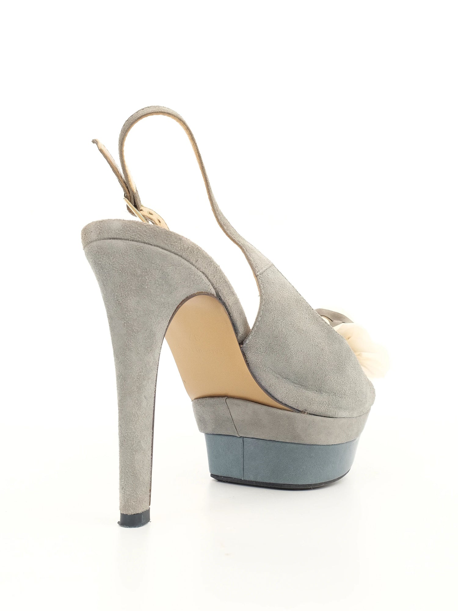 Excellent Giorgio Fabiani Blue Leather High-Heeled Shoes Size 37