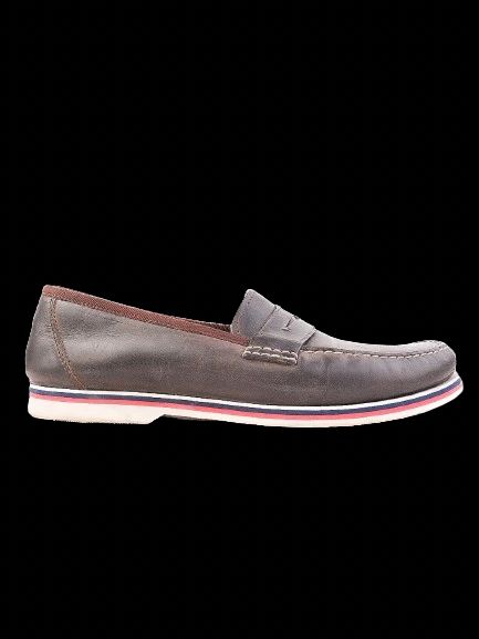 Excellent Moncler Orange Leather Loafers Size 43 with Striped Sole