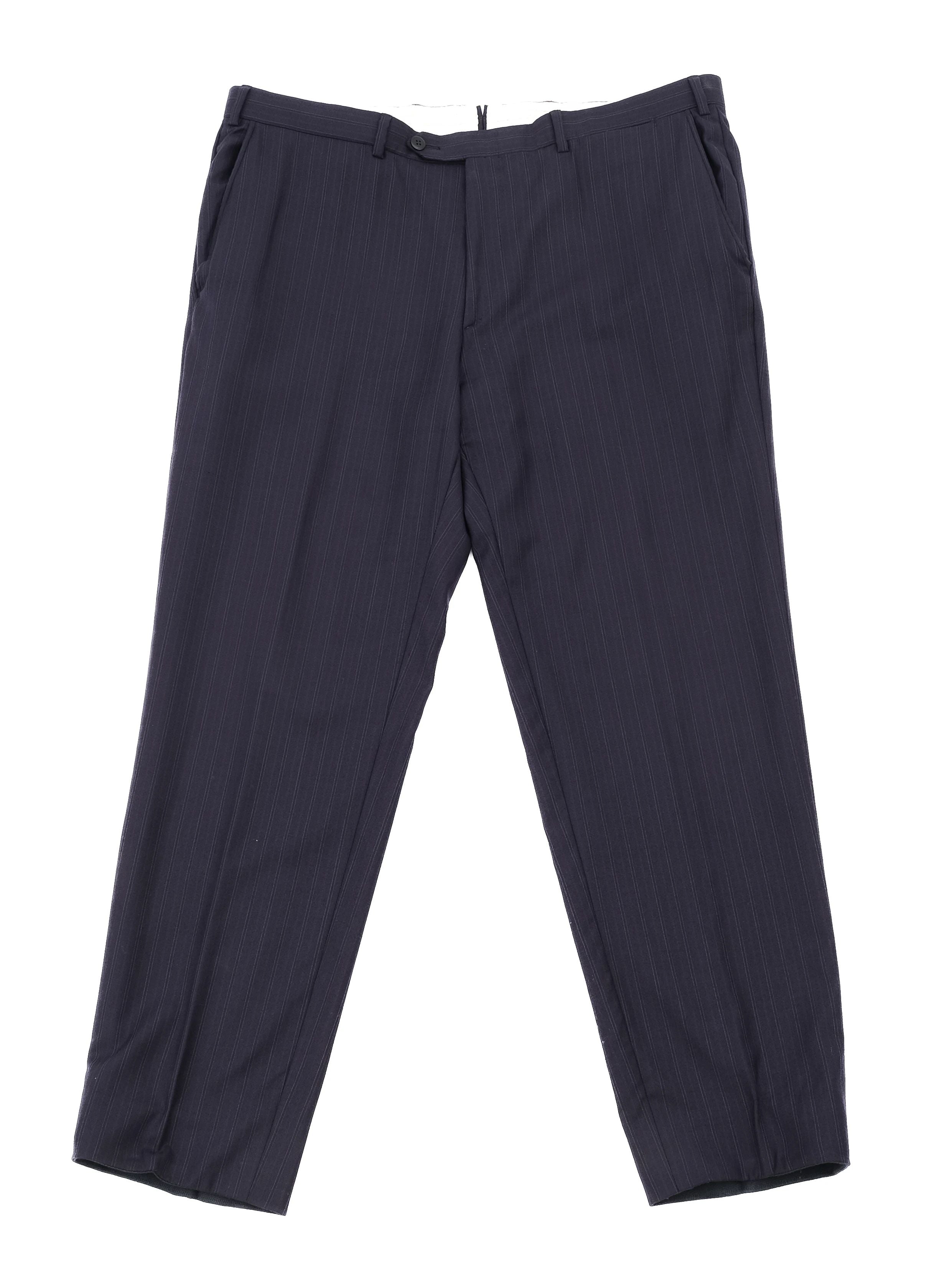 BRIONI Excellent Blue Cupro Suit Jacket Size XL Dark Pinstripe