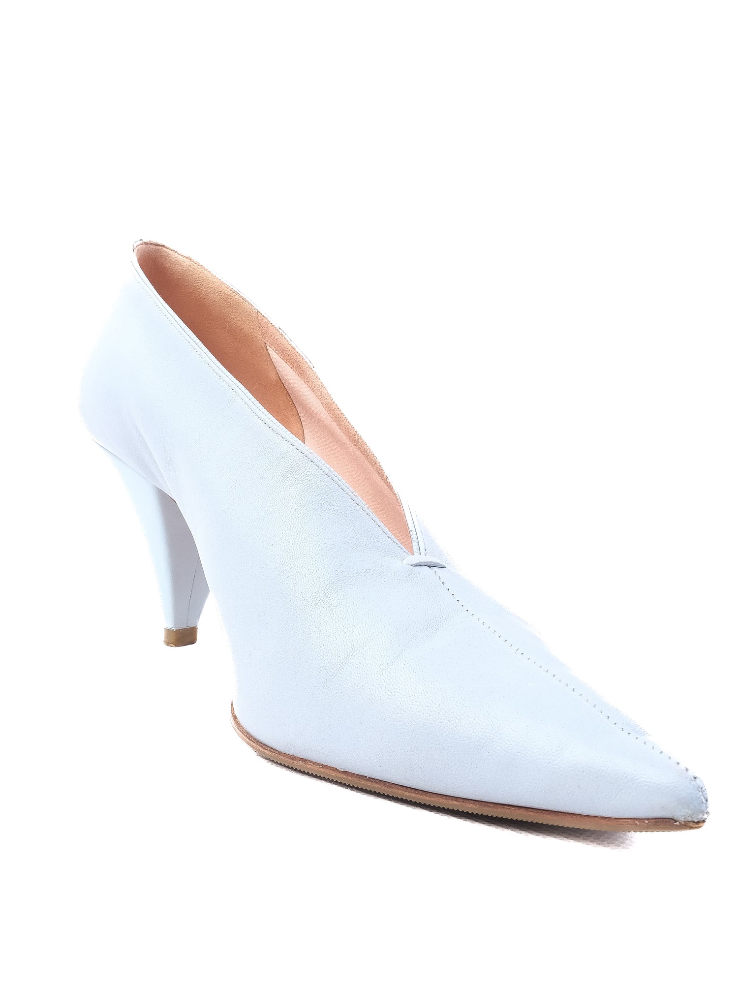 Good Condition Celine Blue Leather High-Heeled Shoes Women Size N/A