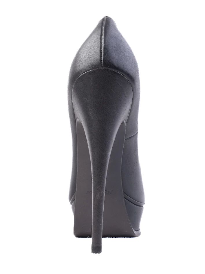Good Yves Saint Laurent Gray Leather High-Heeled Platform Shoes
