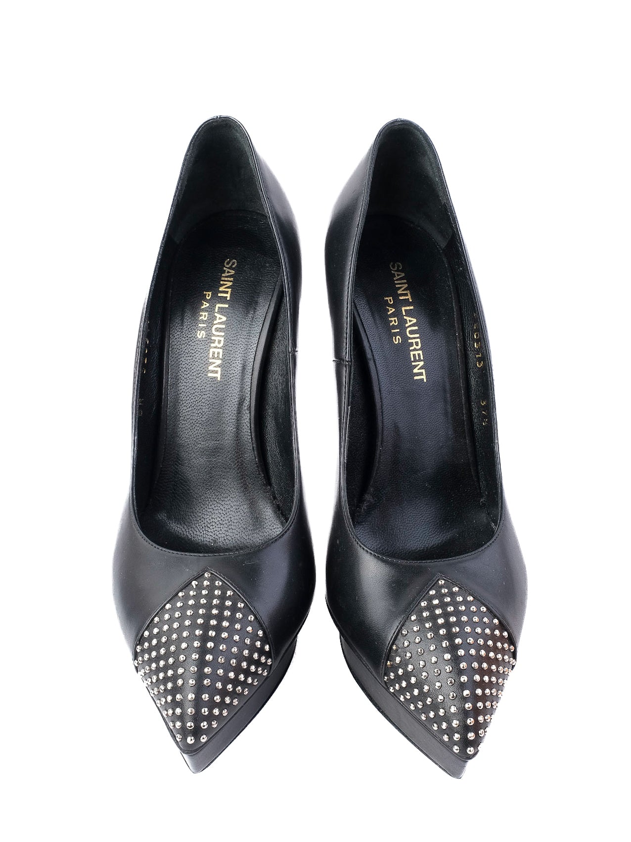 Perfect Saint Laurent Black Leather High-Heeled Platform Shoes Size 37.5
