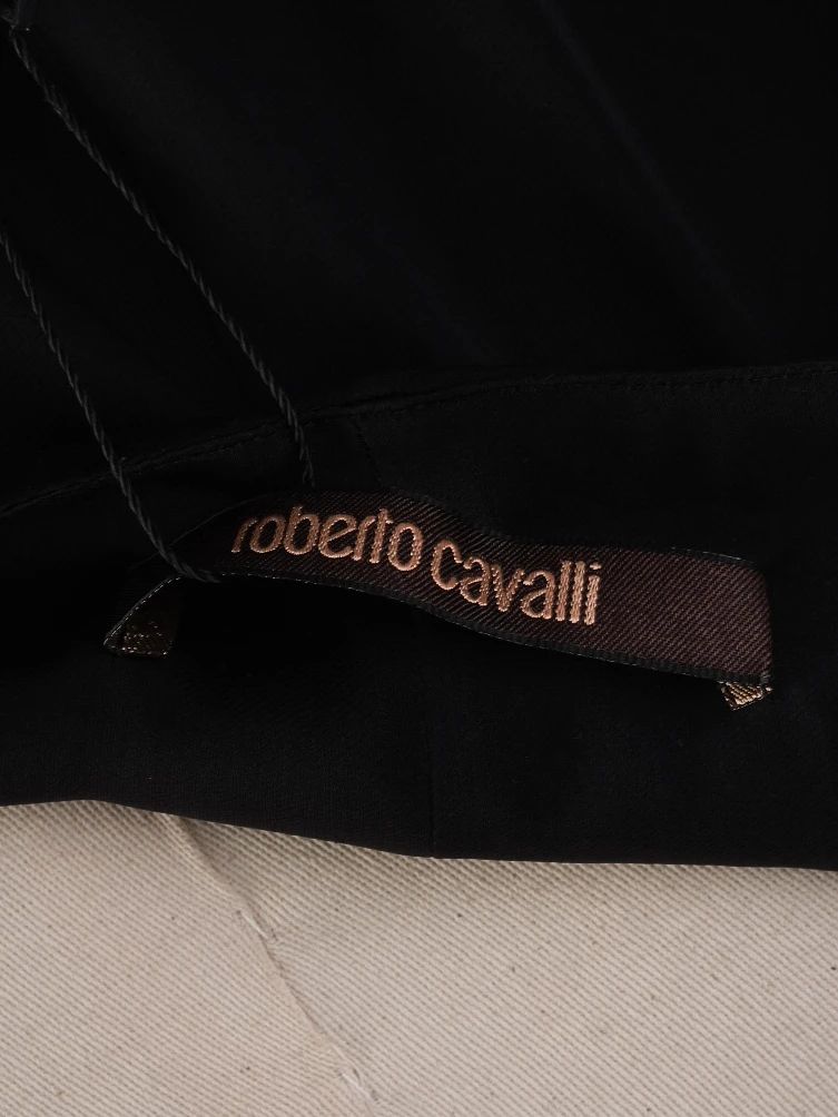 Excellent Roberto Cavalli Silk Gown Black Blue Size M