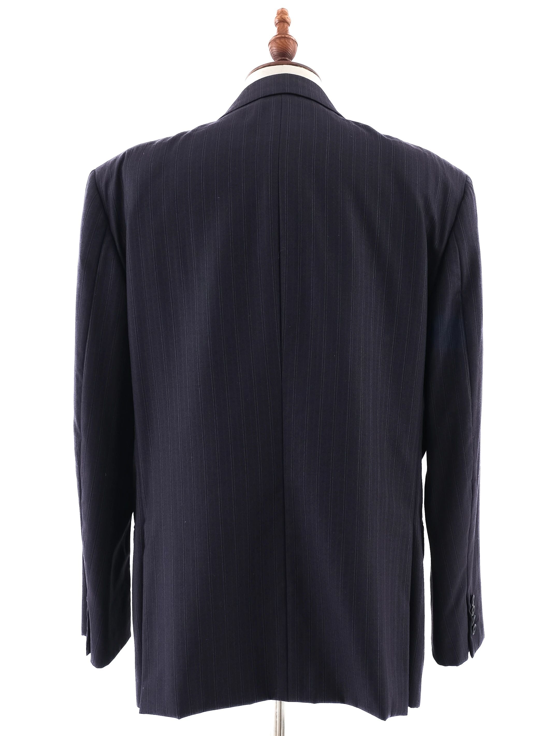 BRIONI Excellent Blue Cupro Suit Jacket Size XL Dark Pinstripe