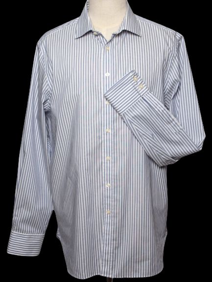 Chester Blue Striped Dress Shirt XL Cotton Natural Men