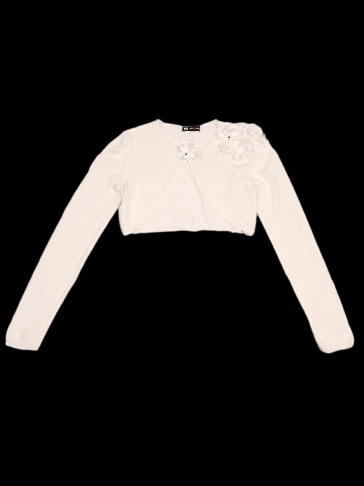Excellent DAVID CHARLES White Cotton Kids Bolero Cardigan Size 4
