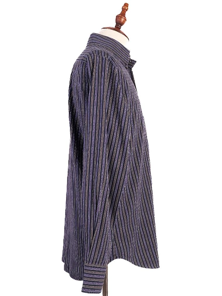 Excellent Etro Striped Button-Up Shirt Purple Cotton Size L