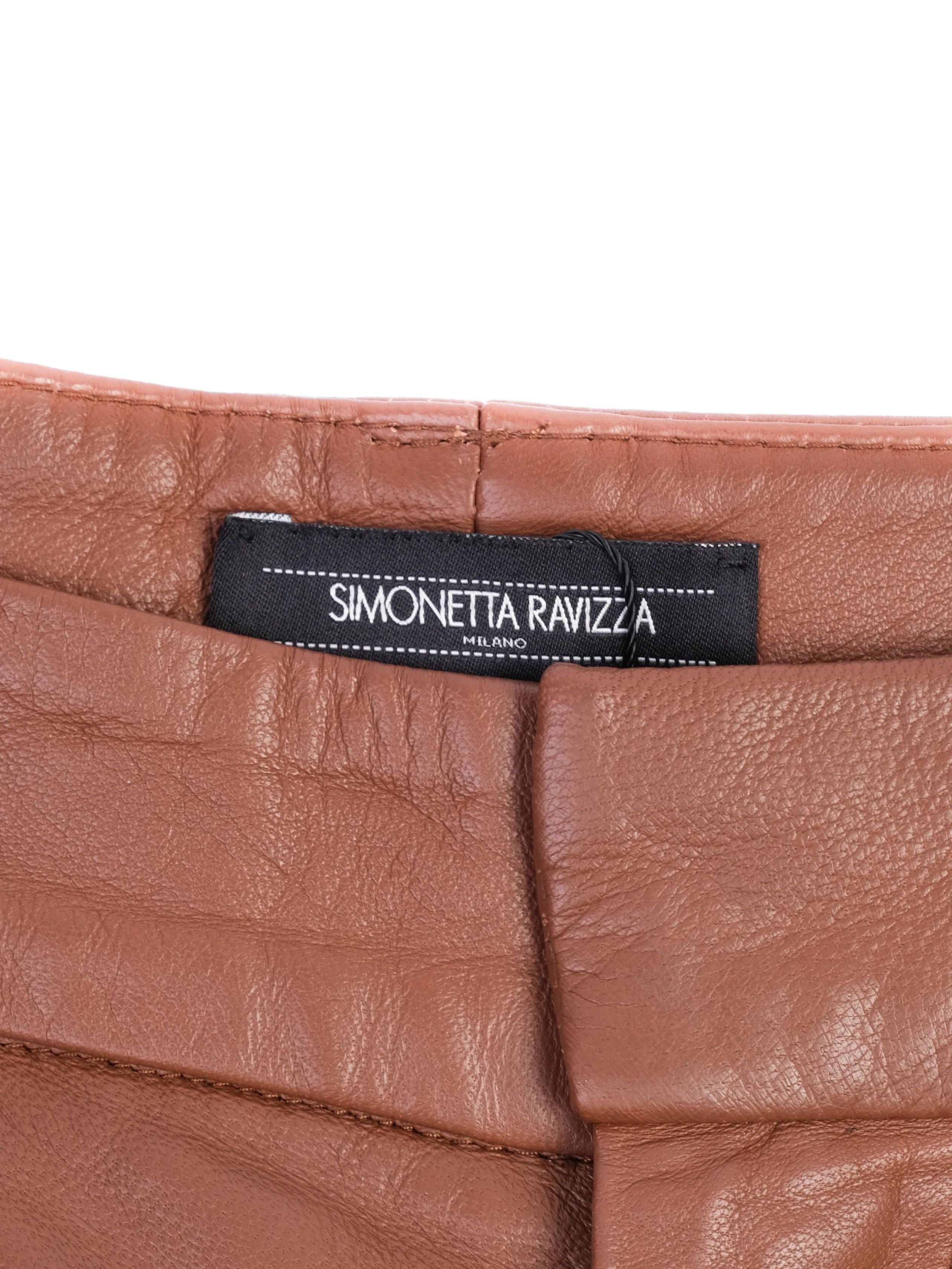 Excellent Simonetta Ravizza Orange Leather Pants Size S