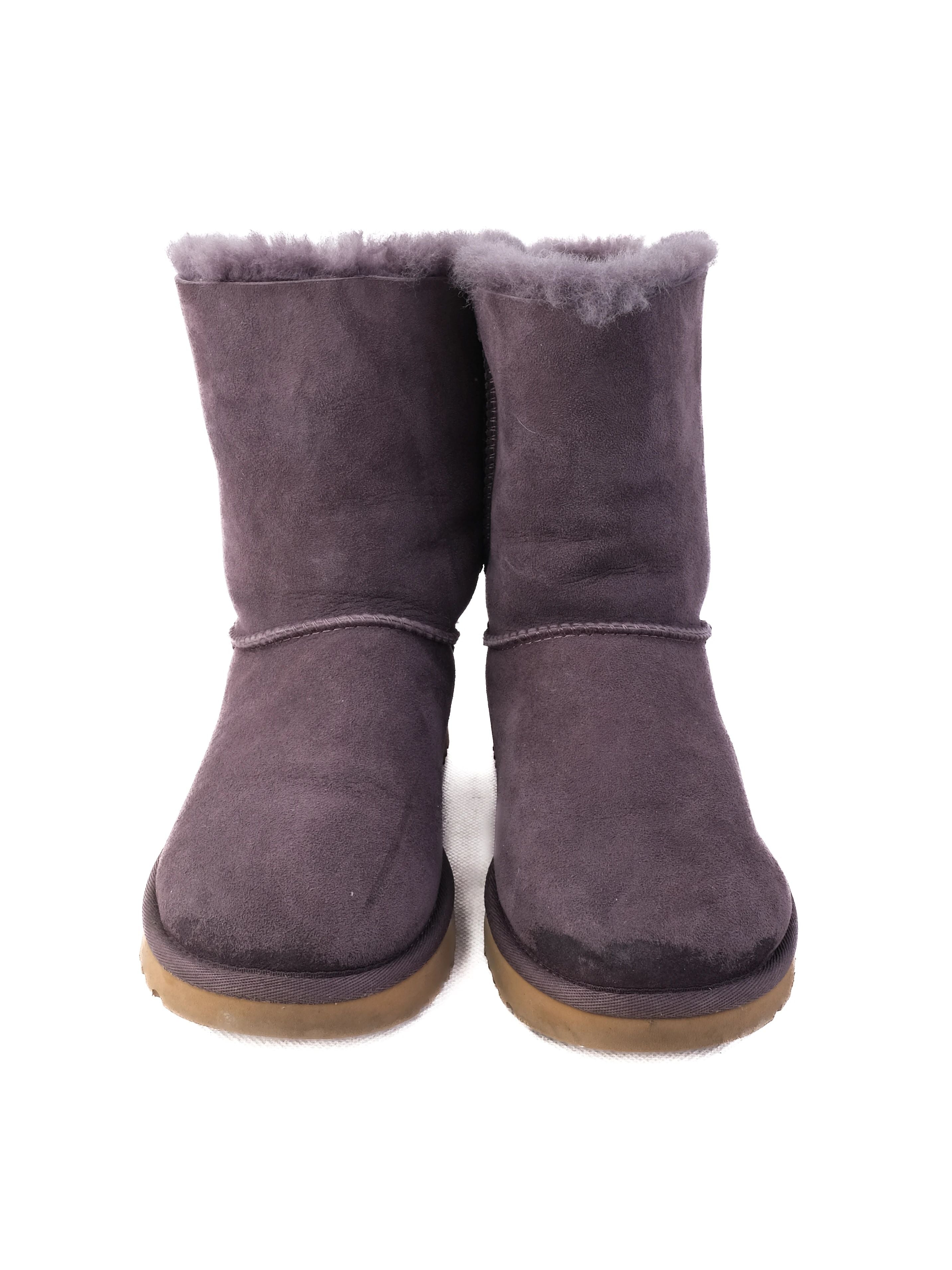 Excellent Ugg Purple Leather Boots with Fluffy Lining Size 37